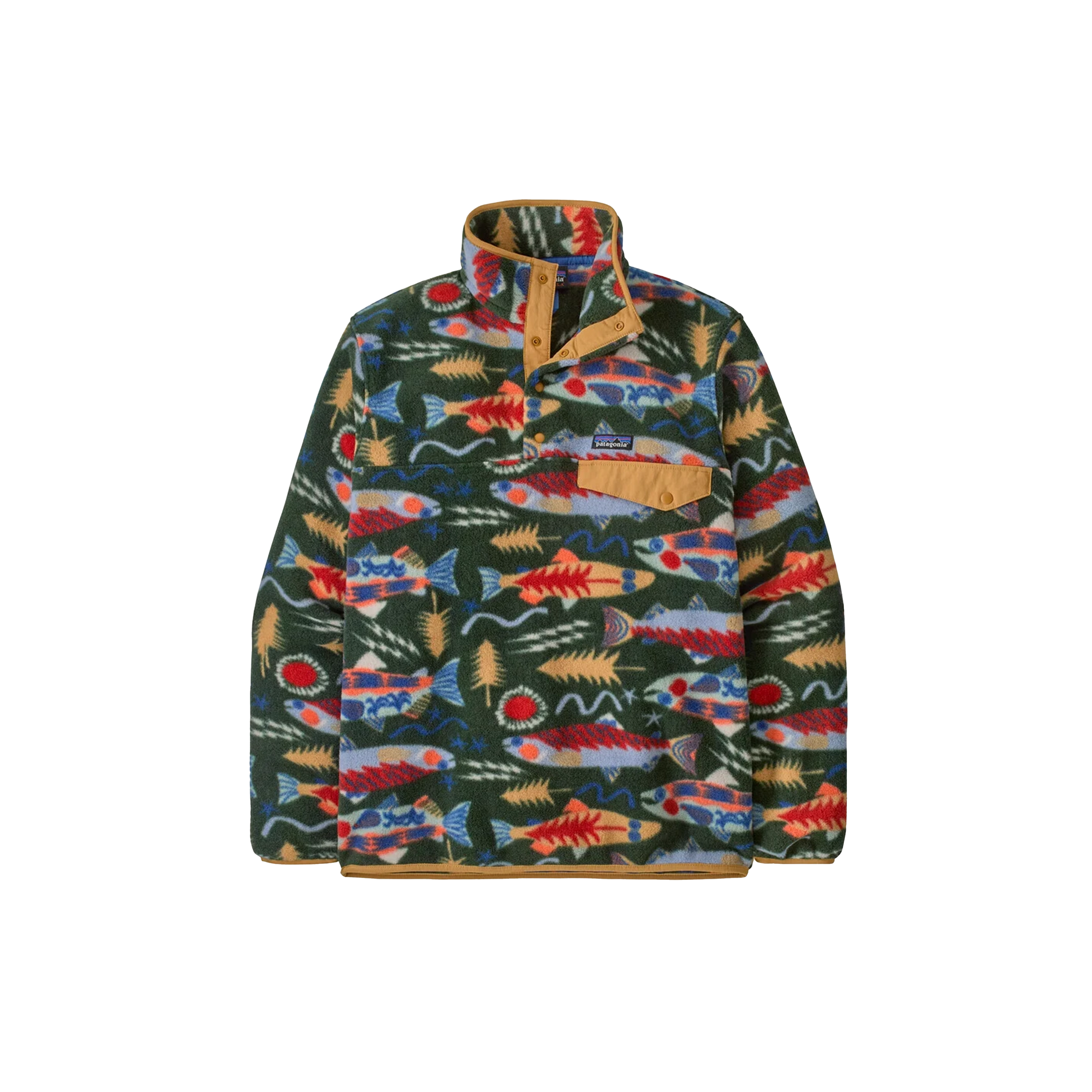 Patagonia Men's Lightweight Synchilla® Snap-T® Fleece Pullover Salmon Energy: Old Growth Green