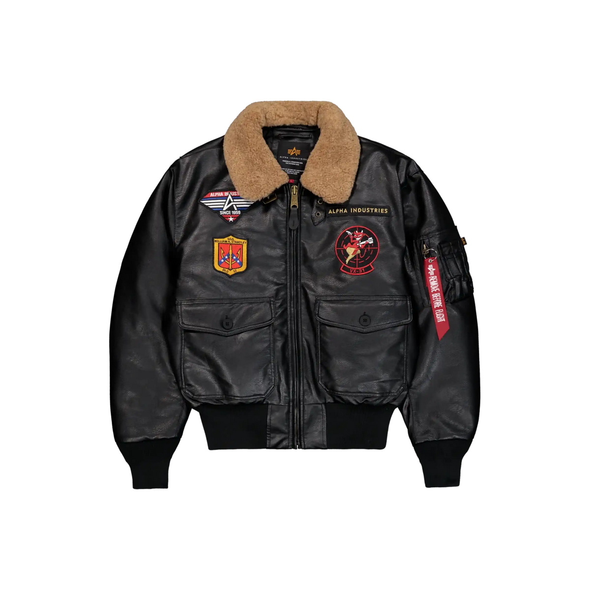 Alpha Industries G-1 Devils Brigade Faux Leather Bomber Jacket