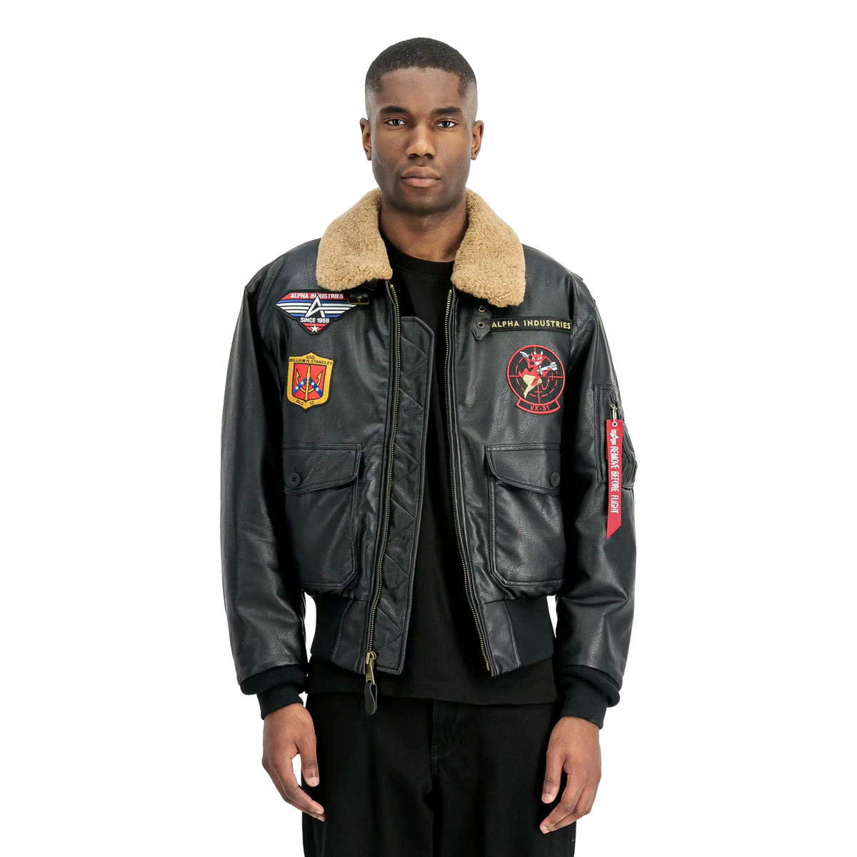 Alpha Industries G-1 Devils Brigade Faux Leather Bomber Jacket