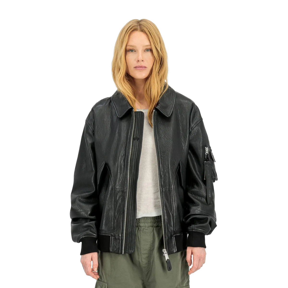 Alpha Industries CWU-36/P Leather UV Loose Bomber Jacket