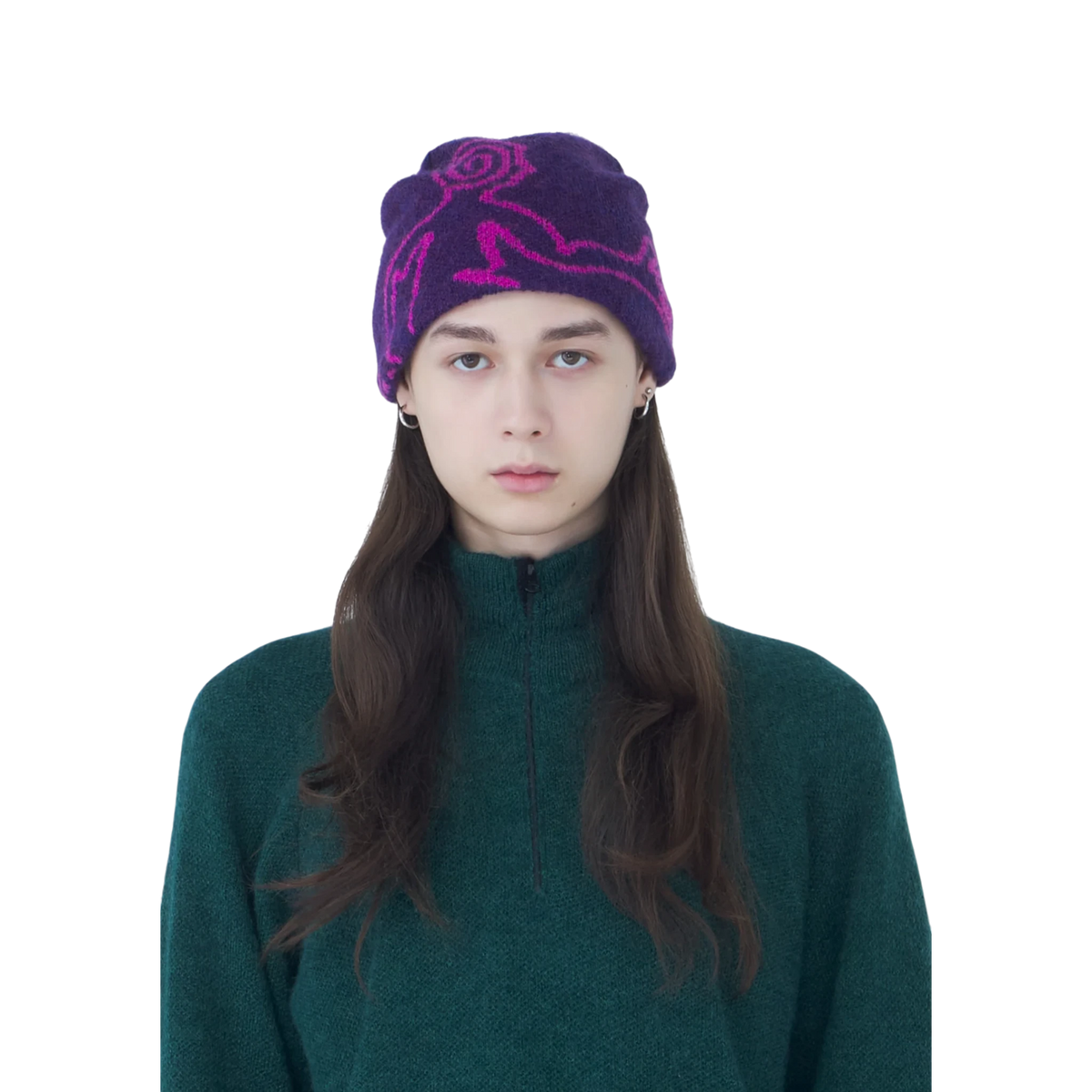 Hiking Patrol Exploration Mohair Mixed Beanie Purple