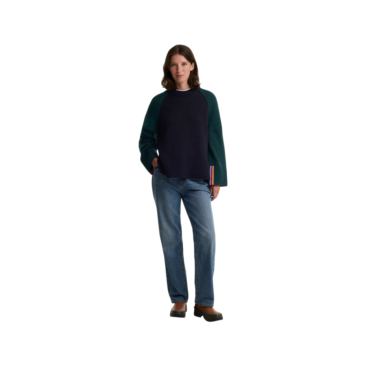 W Barbour Tyneside Paul Smith Loves Barbour Wool Blend Crew Neck Sweater