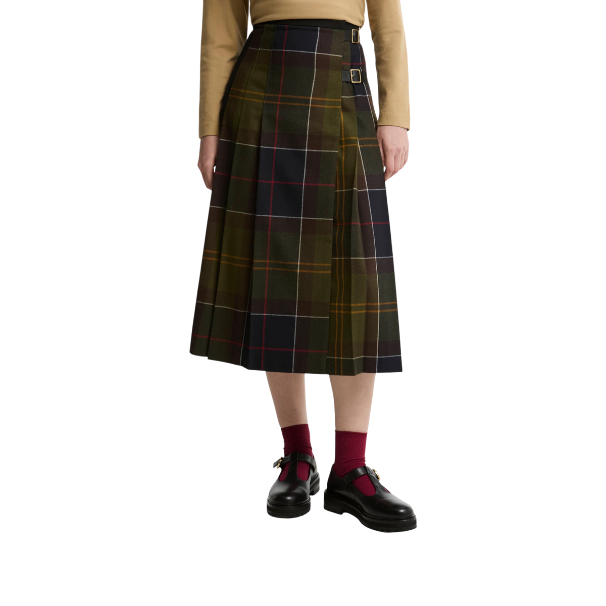 W Barbour Merena Midi Skirt with Tartan Motif