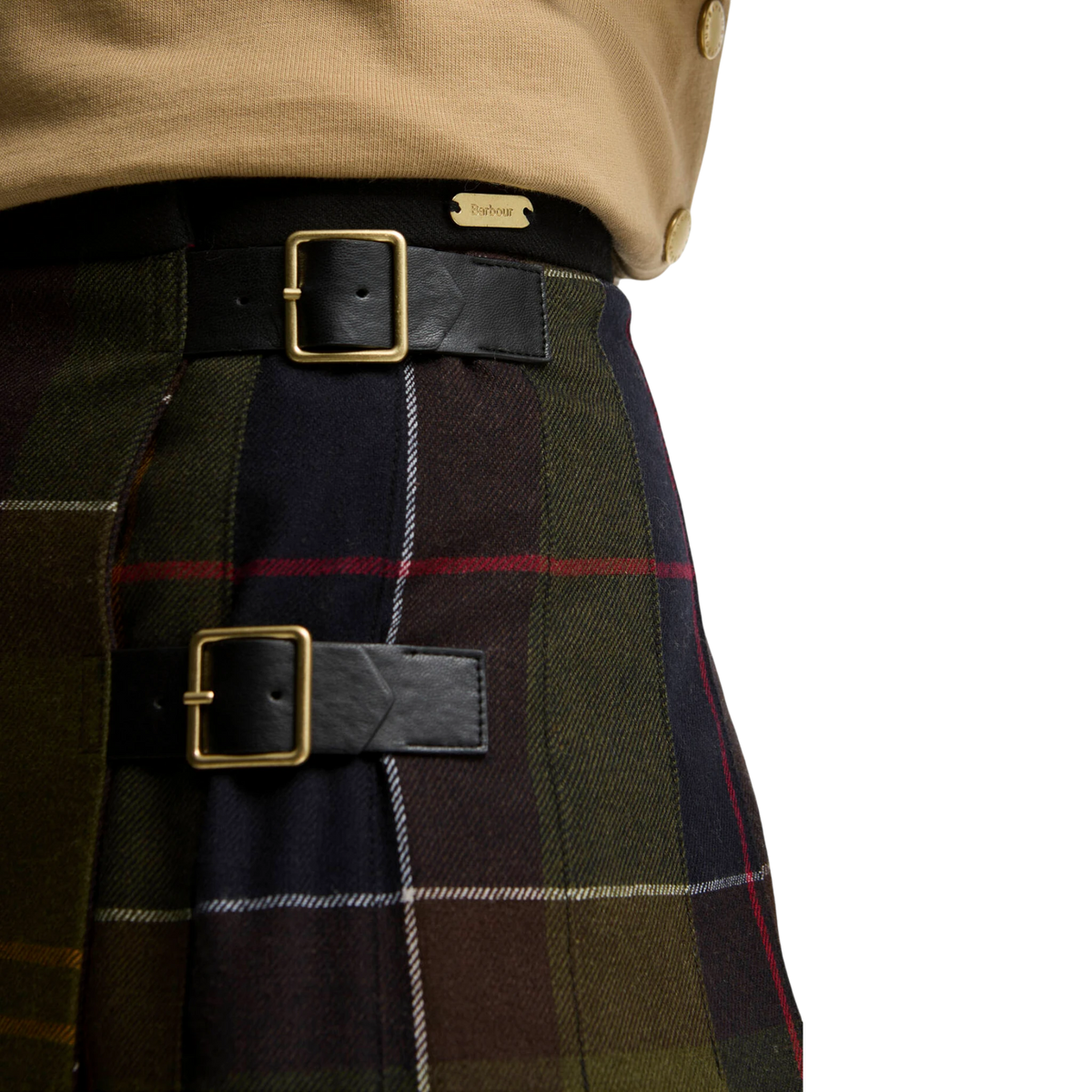 W Barbour Merena Midi Skirt with Tartan Motif