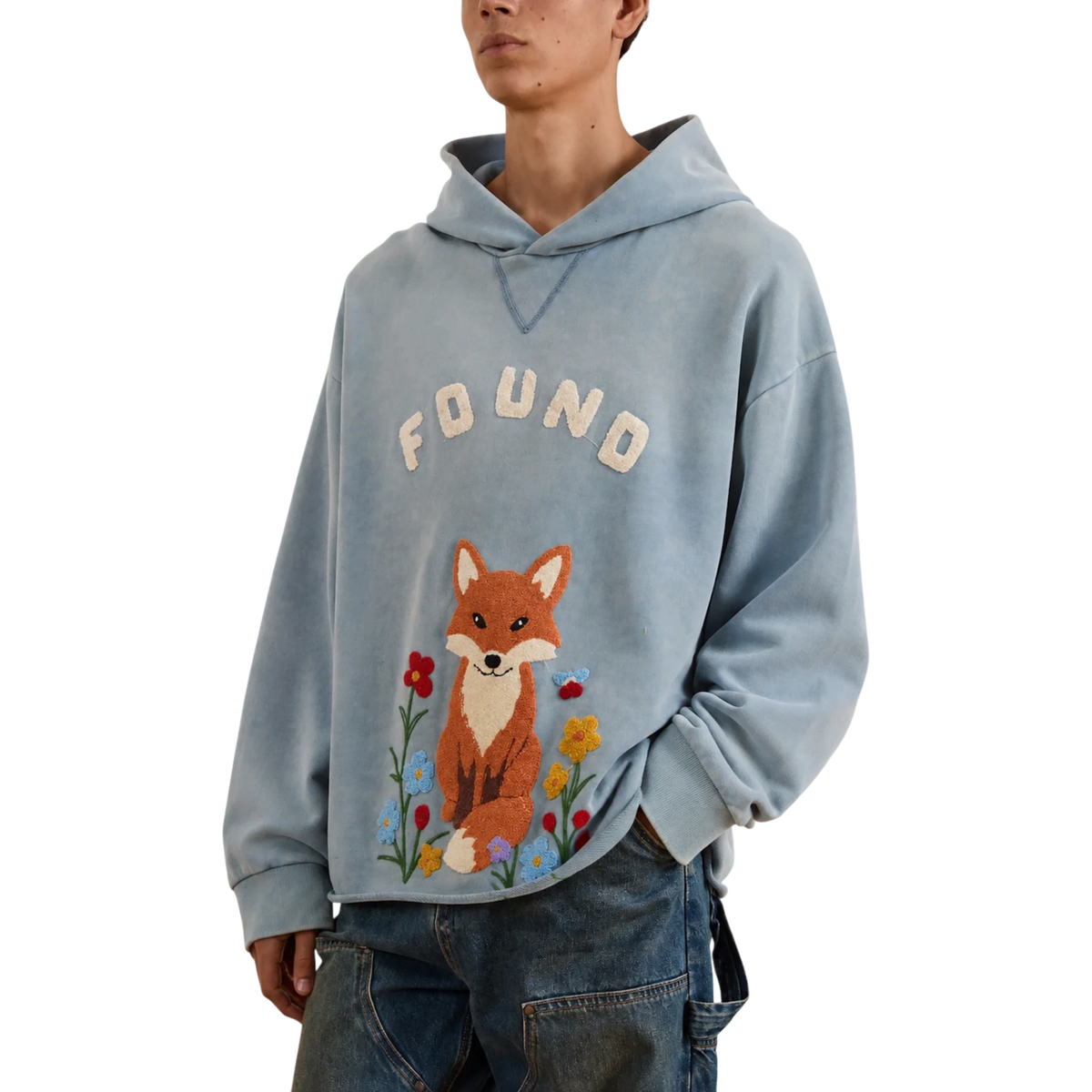 W FOUND Embroidered Wildlife Hoodie