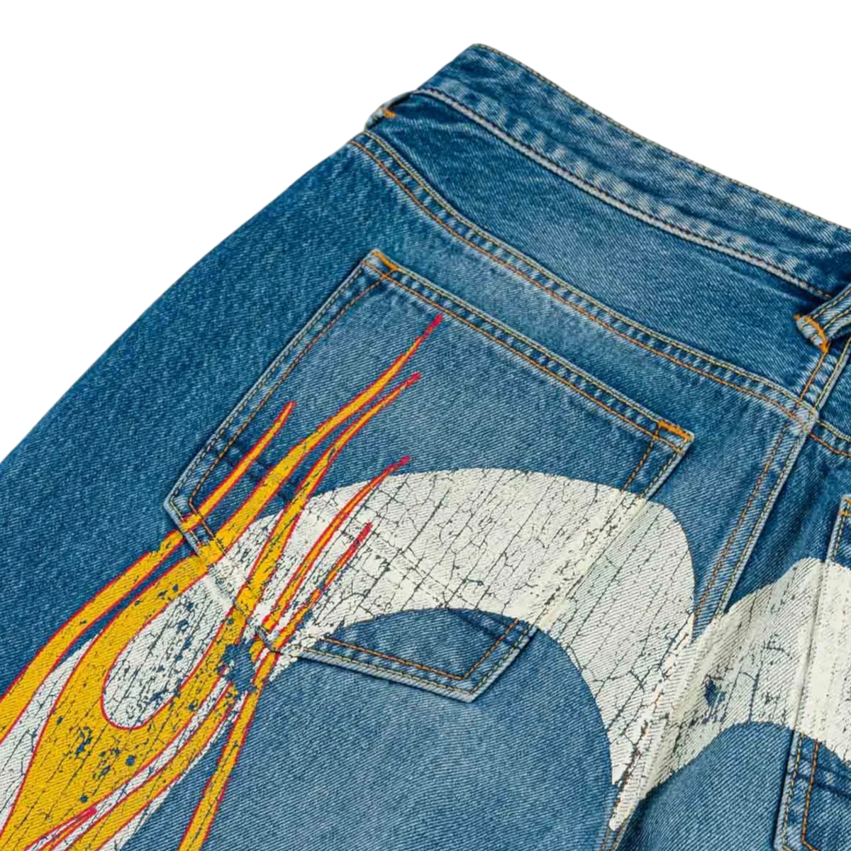 Evisu Flaming Daicock Print Regular Fit Jeans