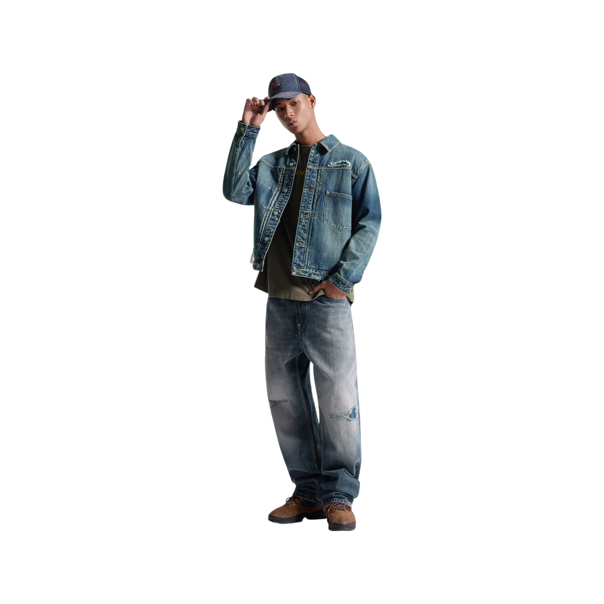 Evisu Pink Daicock Ripped Jeans