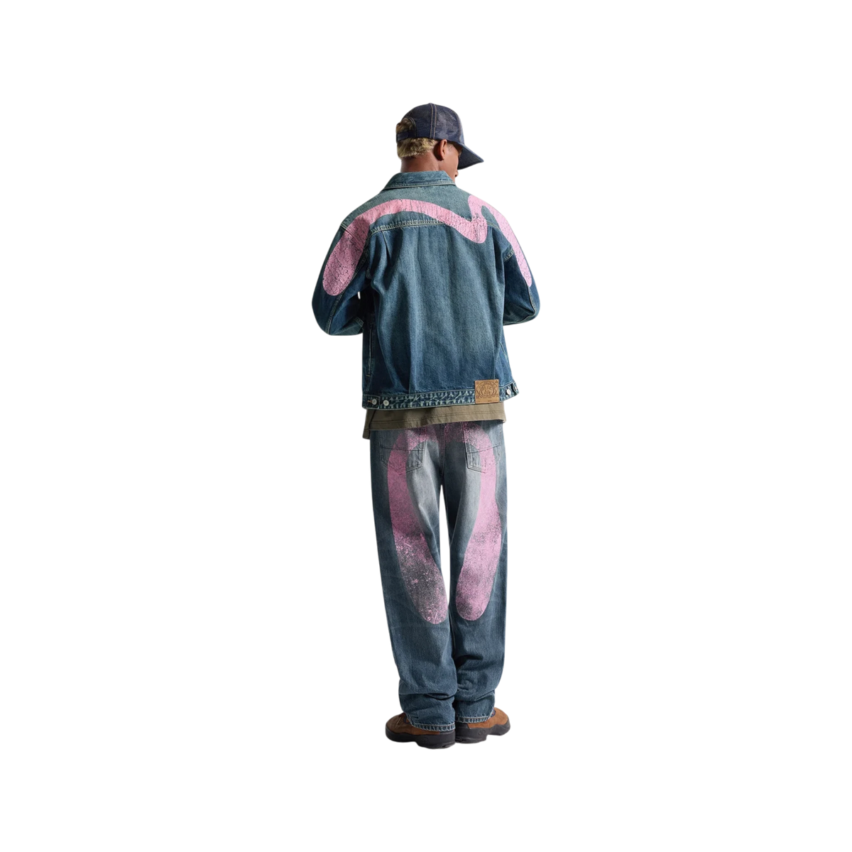 Evisu Pink Daicock Ripped Jeans