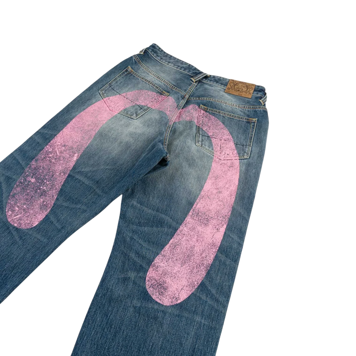 Evisu Pink Daicock Ripped Jeans