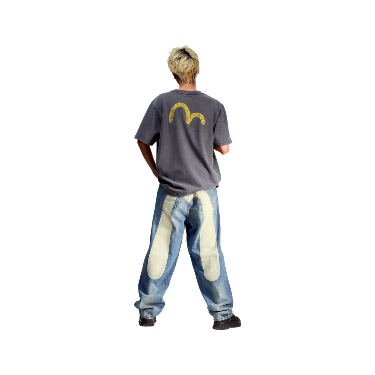 Evisu Ecru Brushstoke Seagull Print Regular Fit Jeans #2020