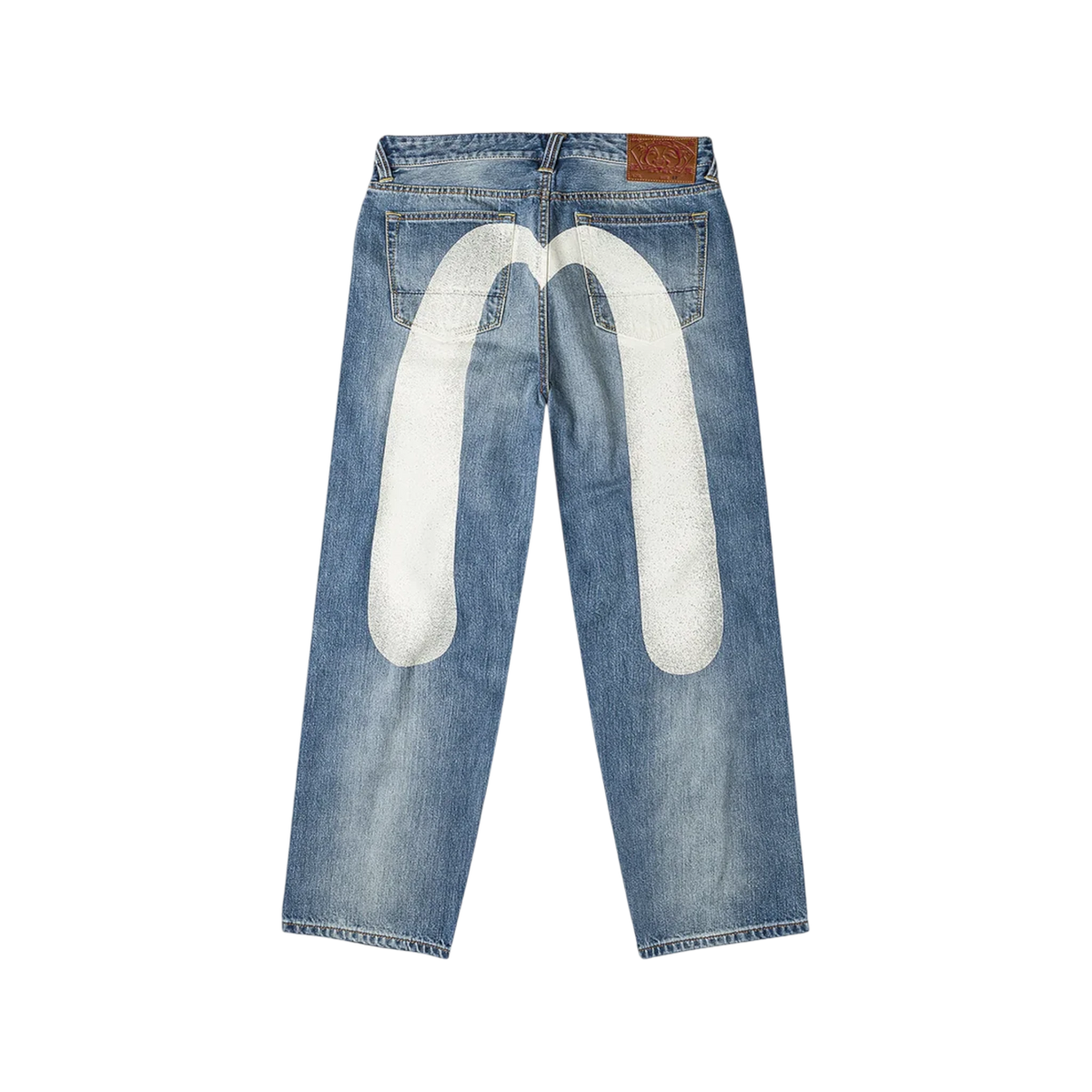 Evisu Ecru Brushstoke Seagull Print Regular Fit Jeans #2020
