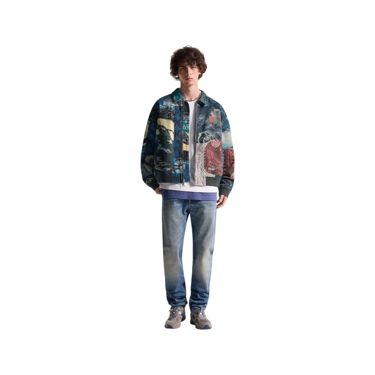 Evisu Ukiyo-e All-Over Print Zip-Up Bomber Jacket