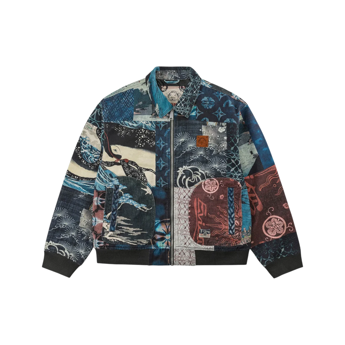 Evisu Ukiyo-e All-Over Print Zip-Up Bomber Jacket