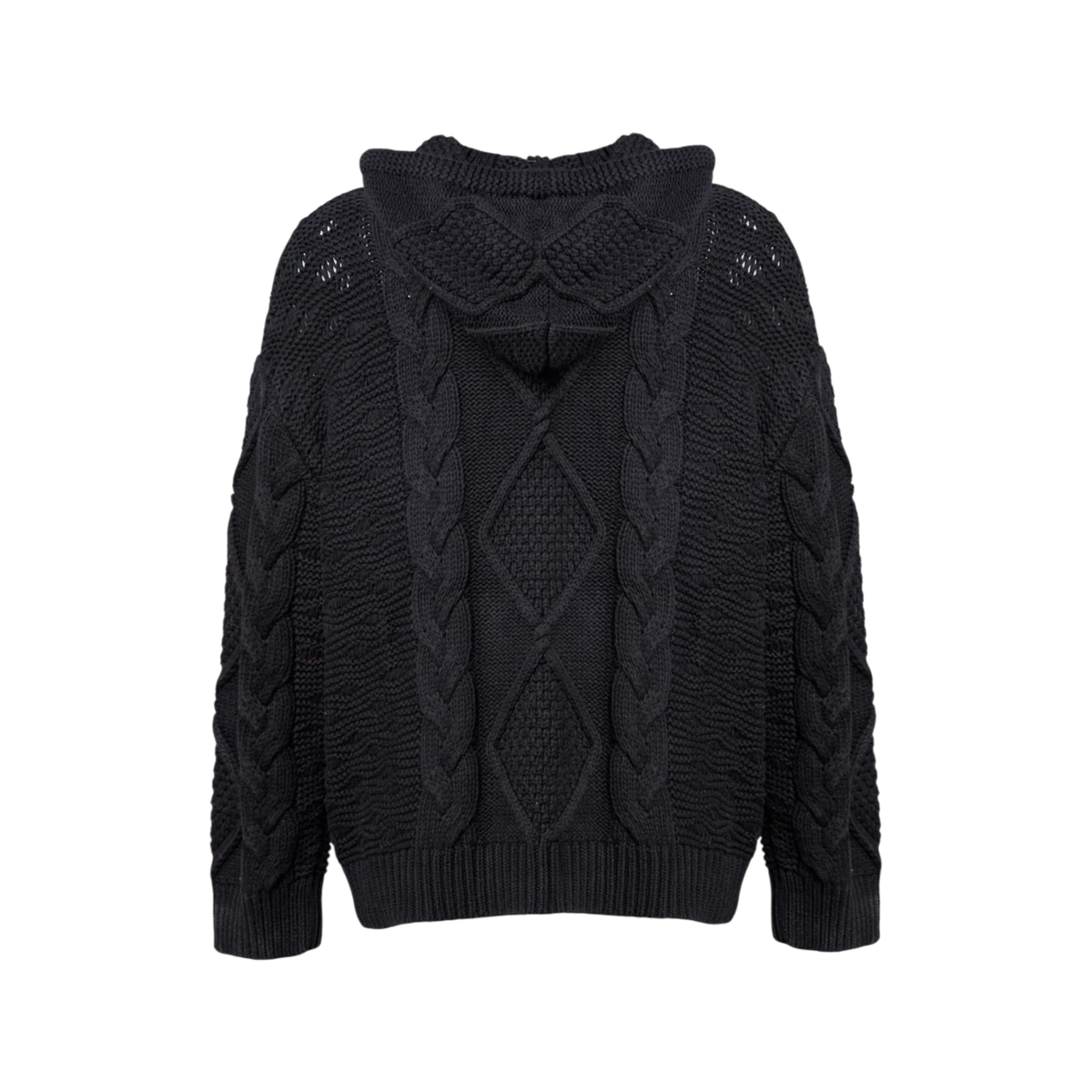 FOUND Zip Up Cable Knit Hoodie