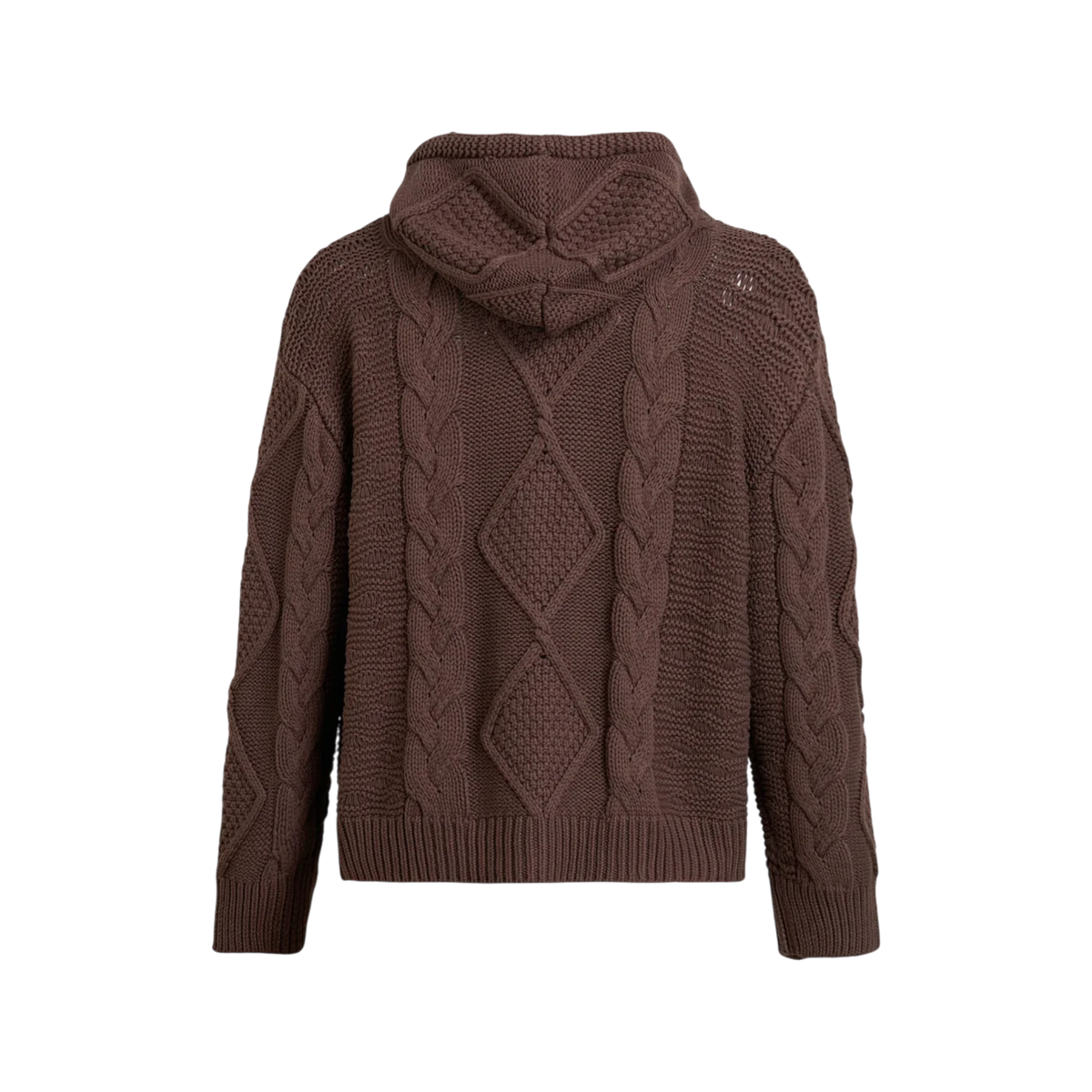 FOUND Zip Up Cable Knit Hoodie