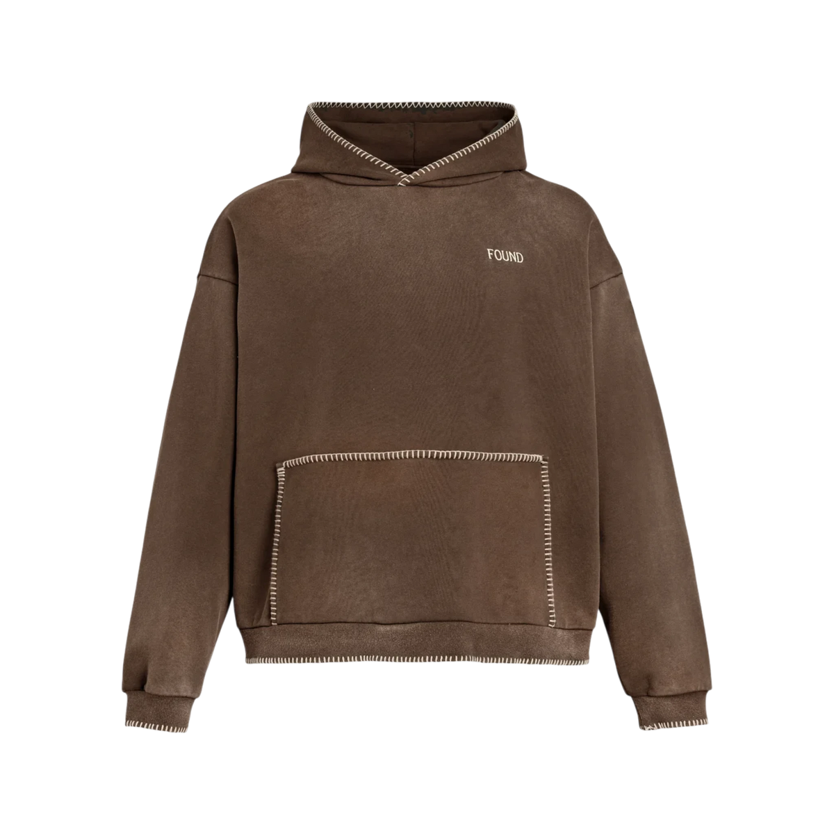 FOUND Stitched Border Distressed Logo Hoodie
