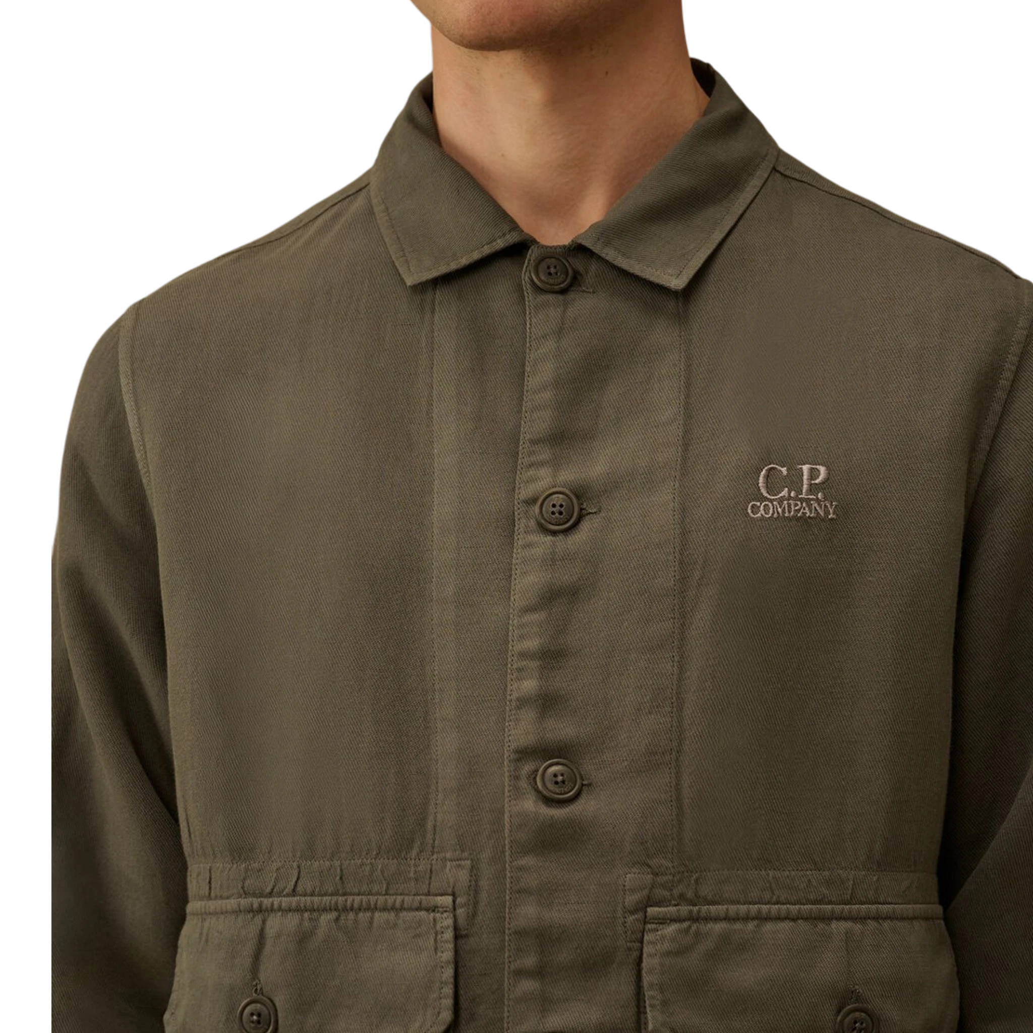 C.P. Company Broken Twill Button Overshirt Gunmetal
