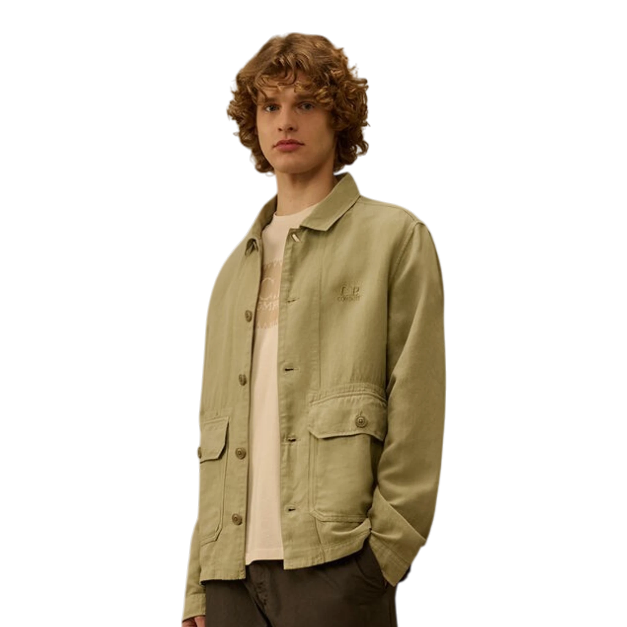 C.P. Company Broken Twill Button Overshirt Frozen