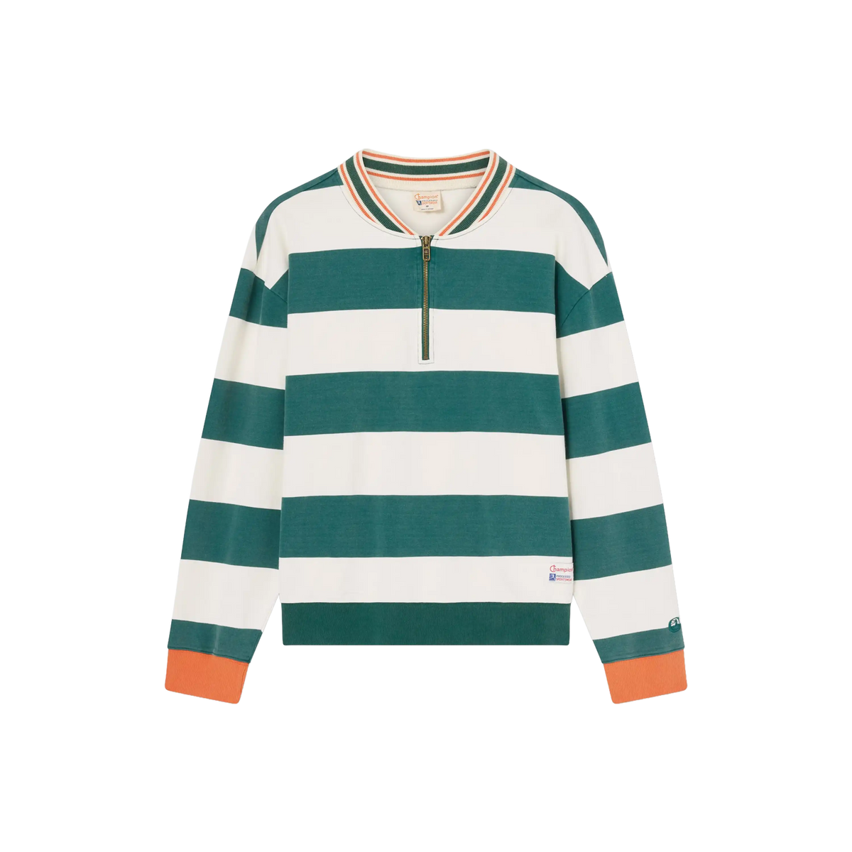 Champion Striped Long Sleeve Polo Shirt Modern Ametora Bright Green