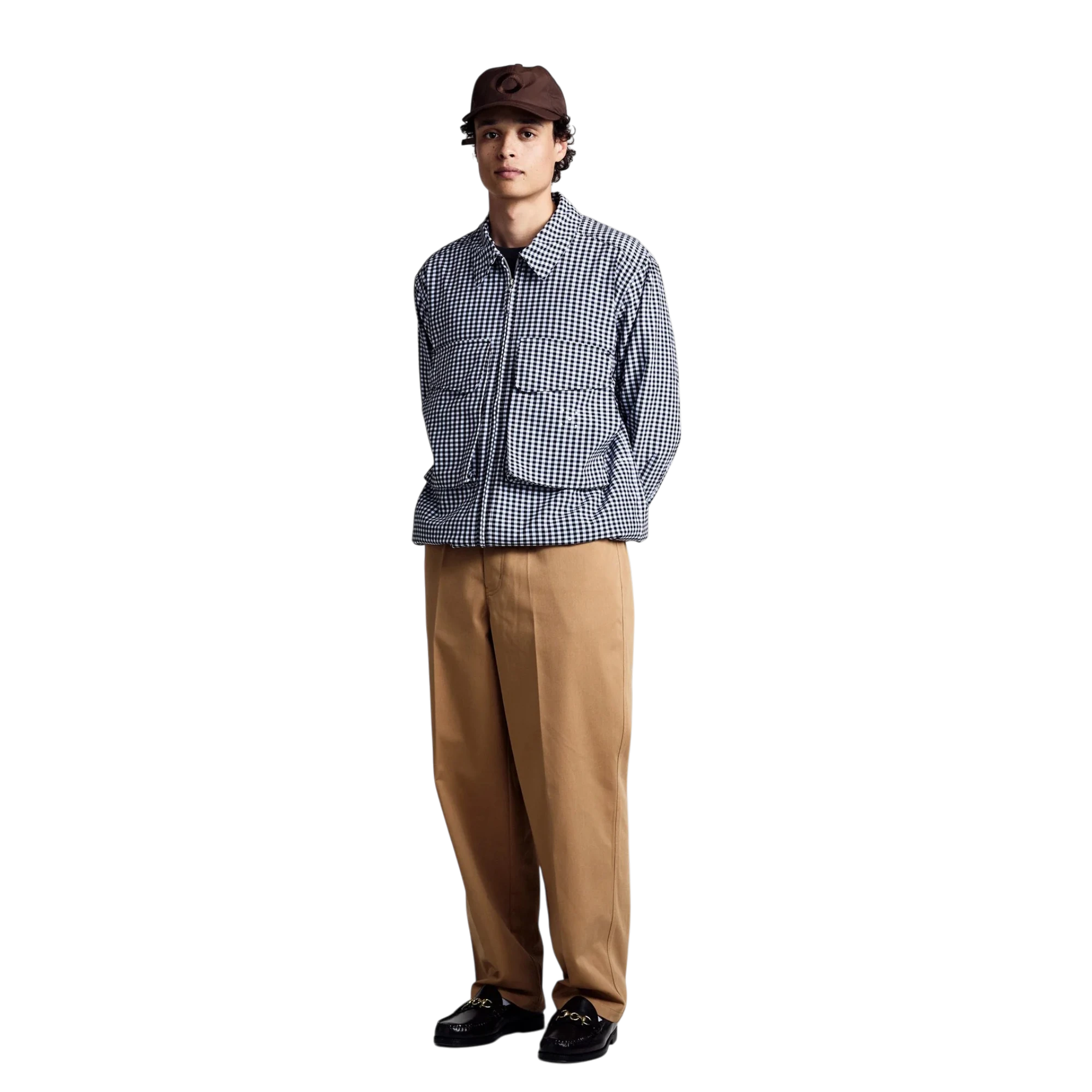 POP trading co. Gingham Boxer Overshirt Black/Off White