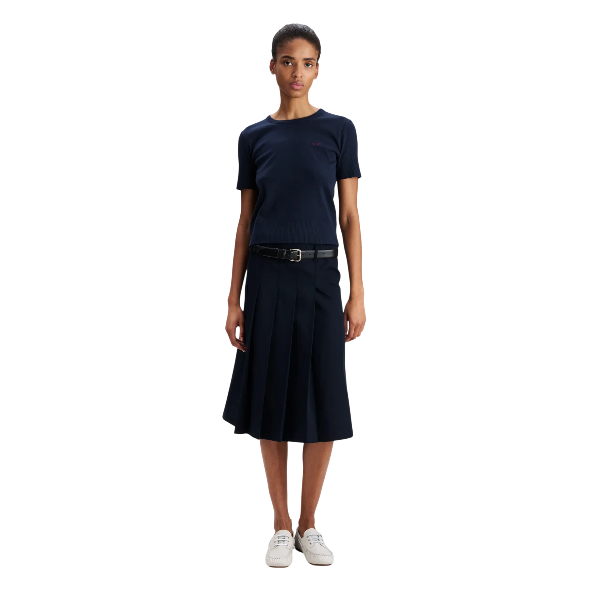 A.P.C. Pleated Navy Blue Skirt