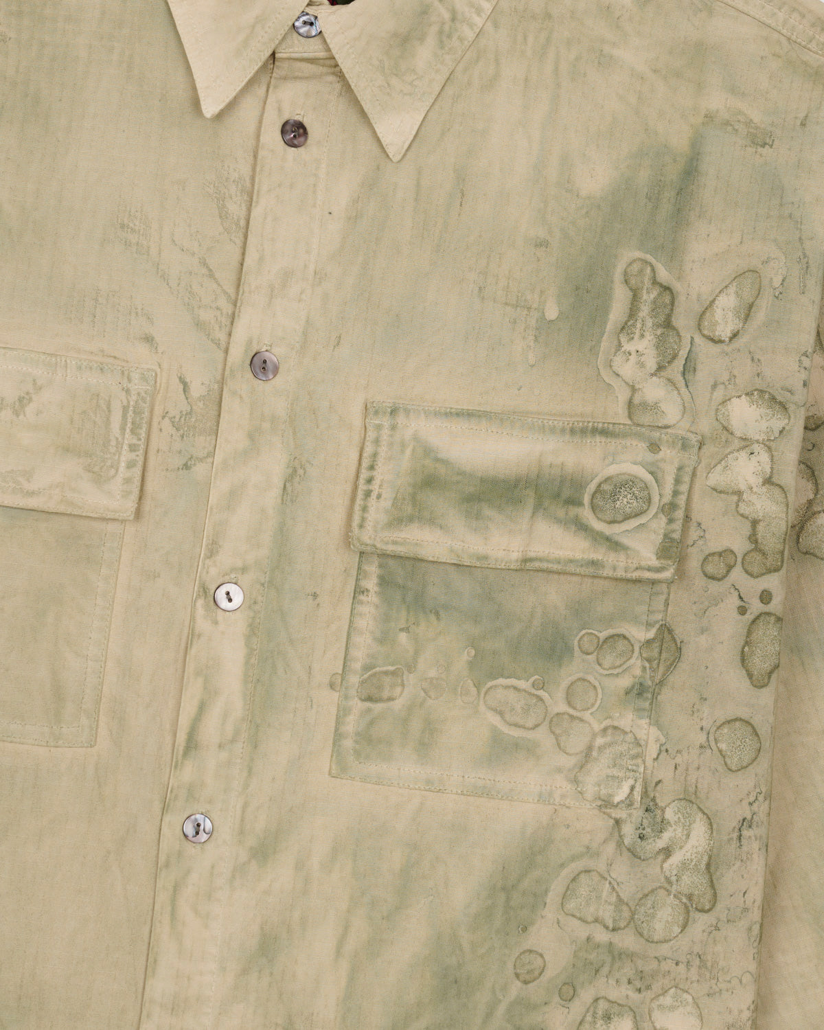 Brain Dead Cotton Ripstop Cropped Shirt Jacket - Algae