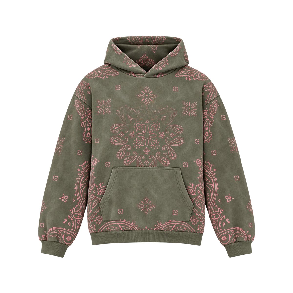 FOUND Paisley Hoodie Olive