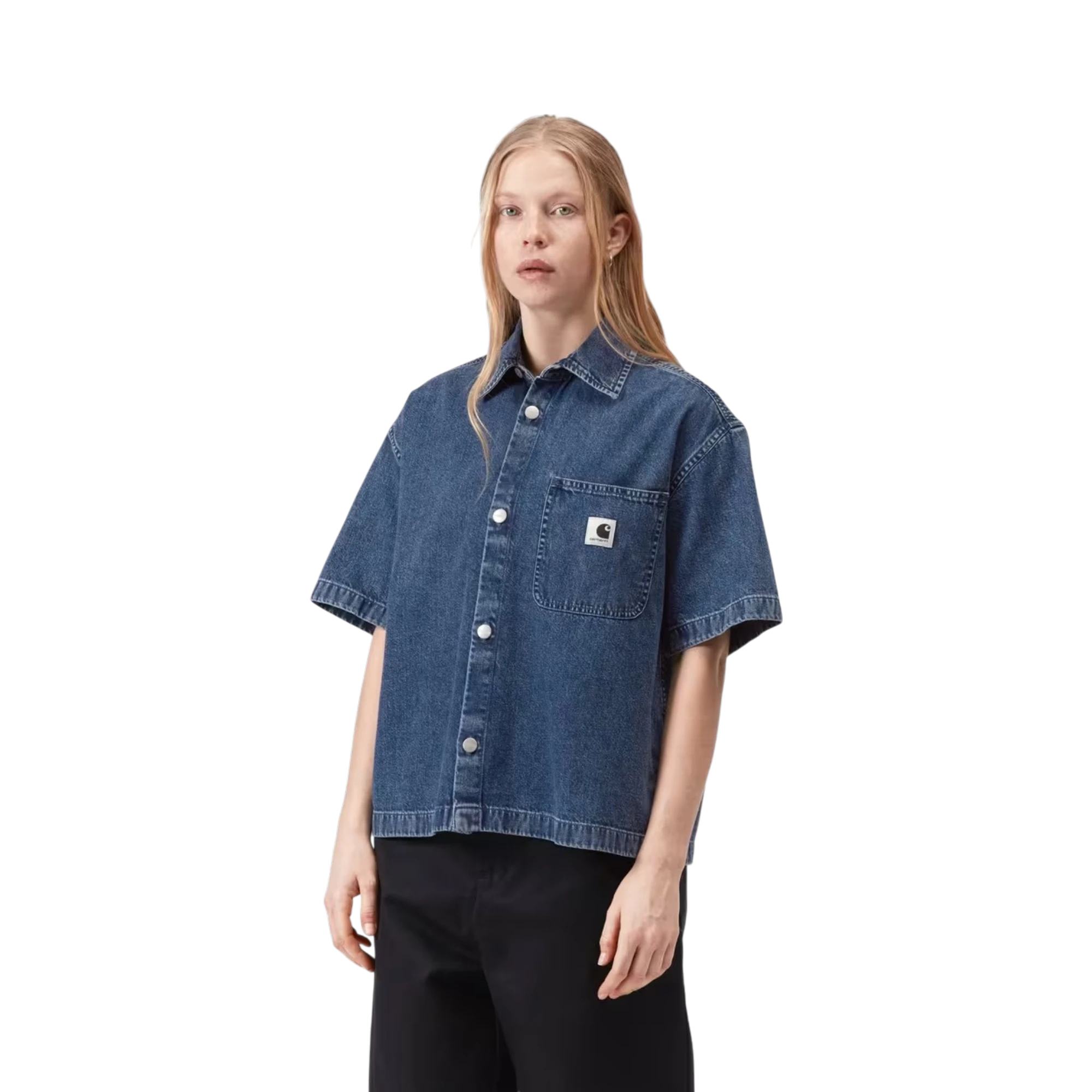 Carhartt WIP Women's S/S Lovilia Shirt Blue Denim