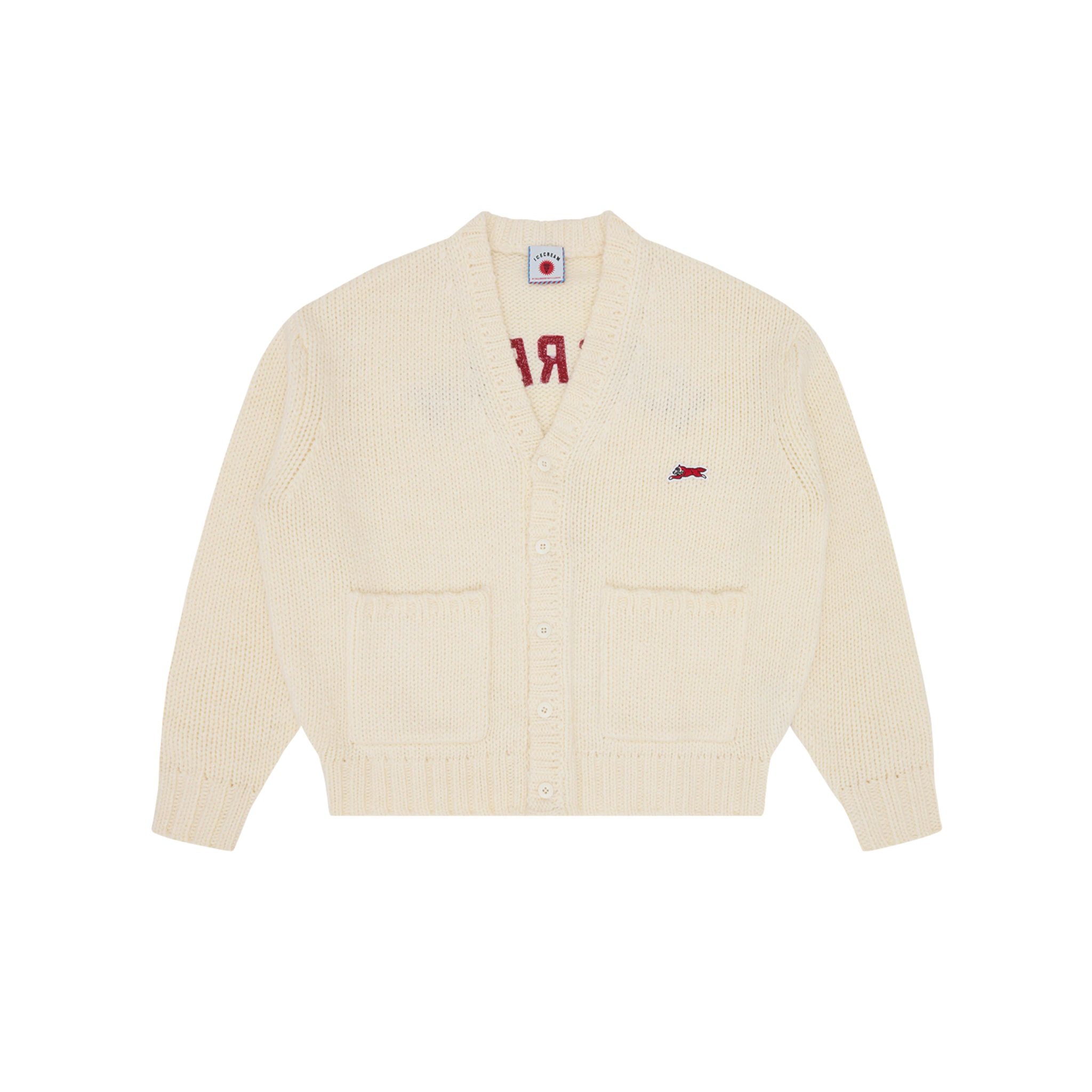 Icream College Knitted Cardigan Ecru