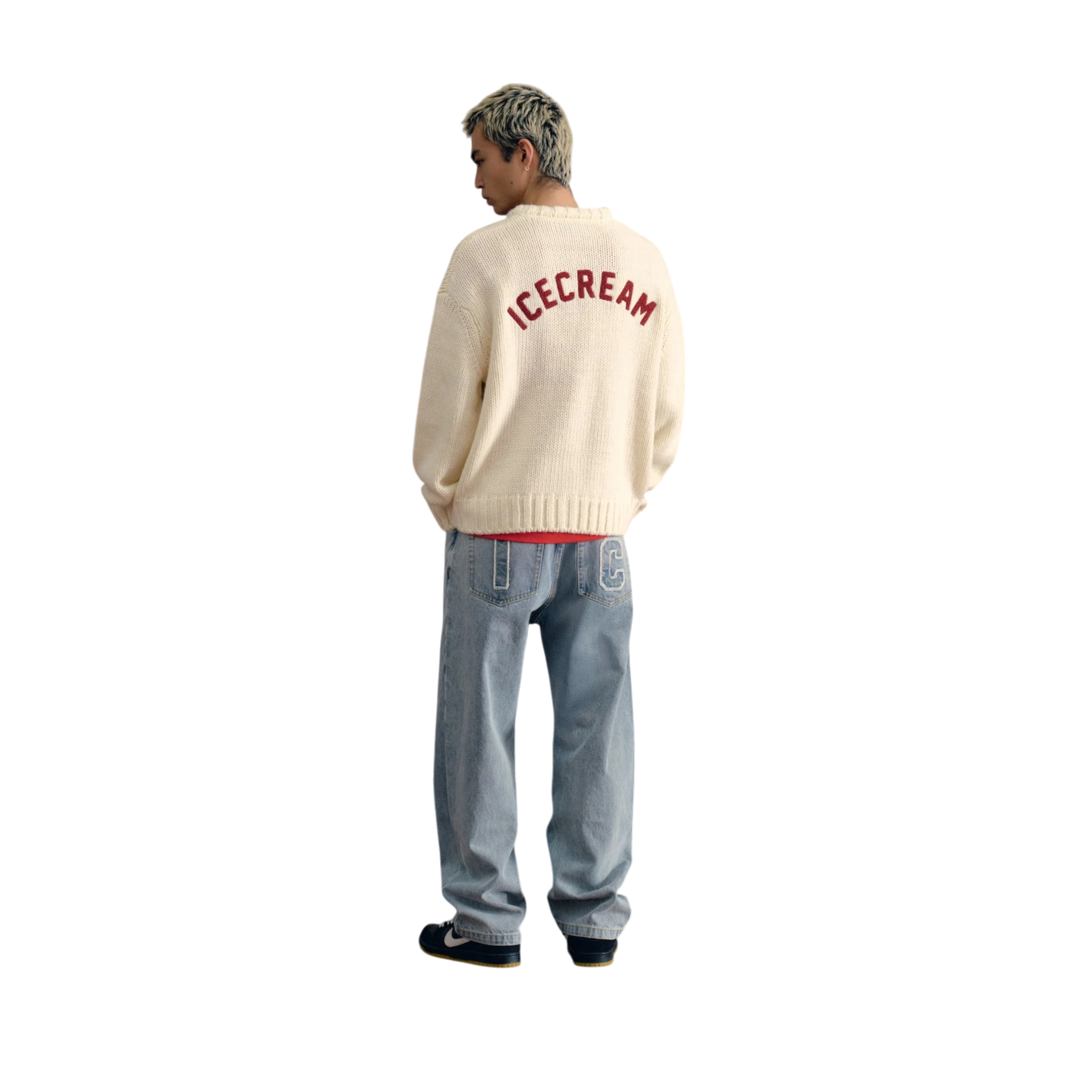 Icream College Knitted Cardigan Ecru