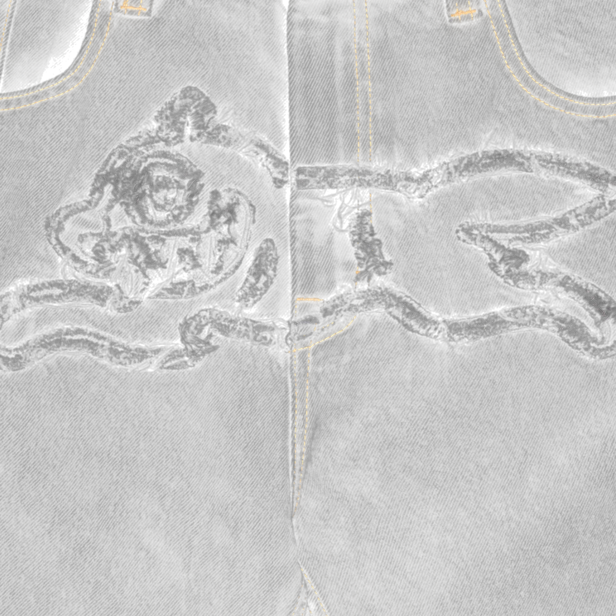 Icecream Applique Running Dog Double Scoop Denim Pants