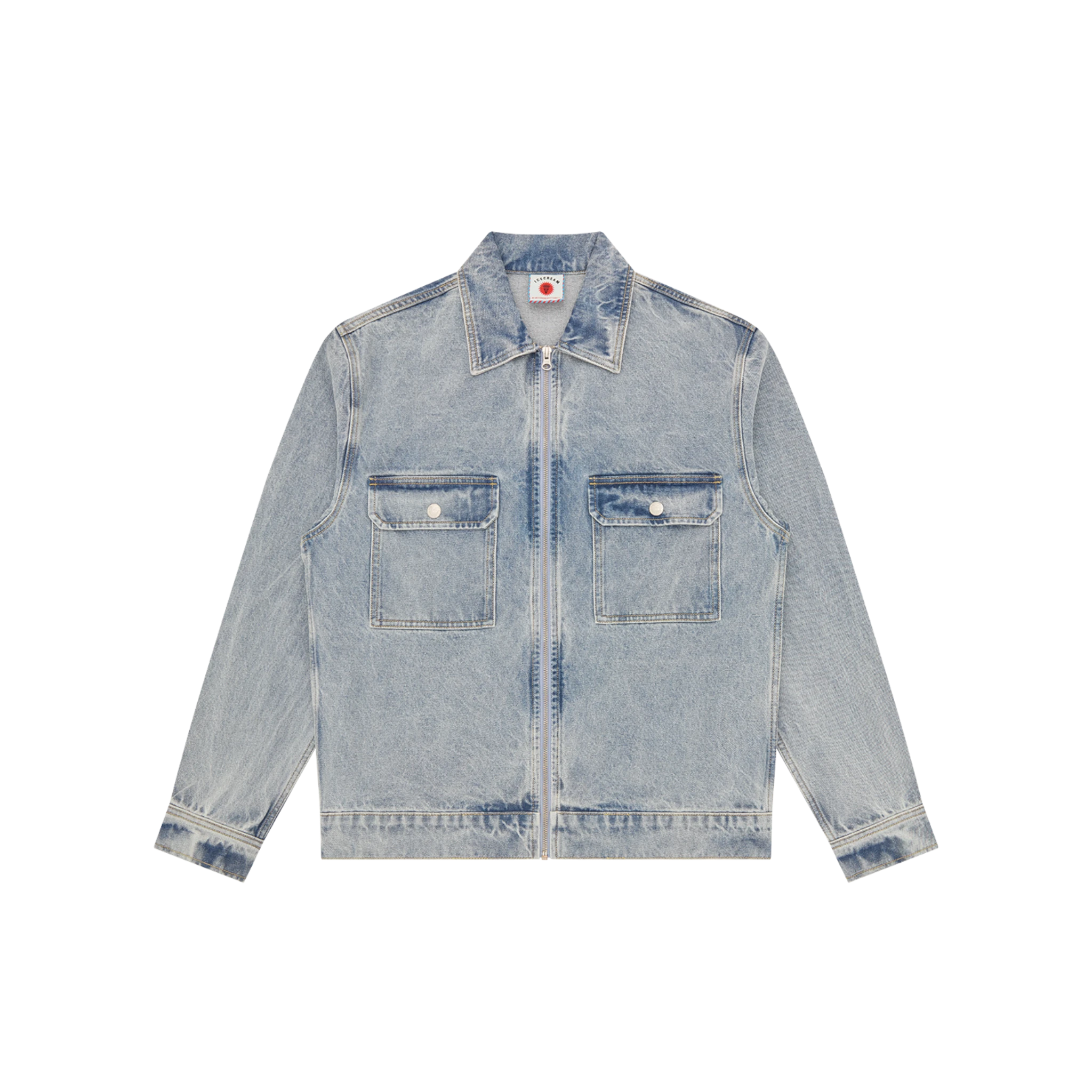 Icecream Applique Running Dog Zip Denim Jacket