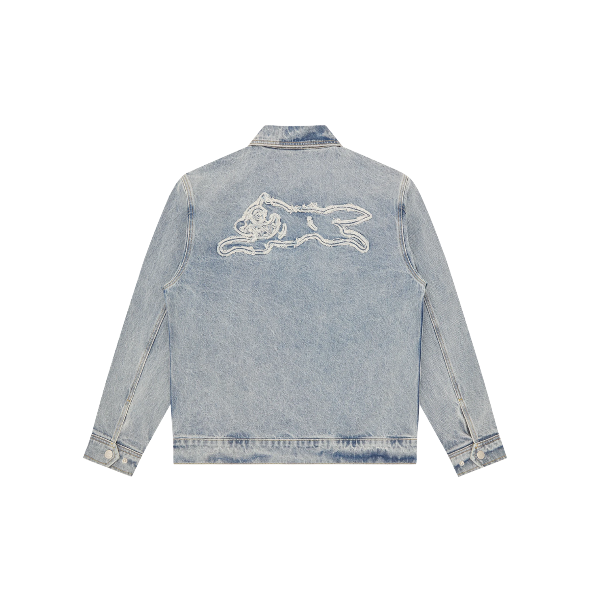 Icecream Applique Running Dog Zip Denim Jacket