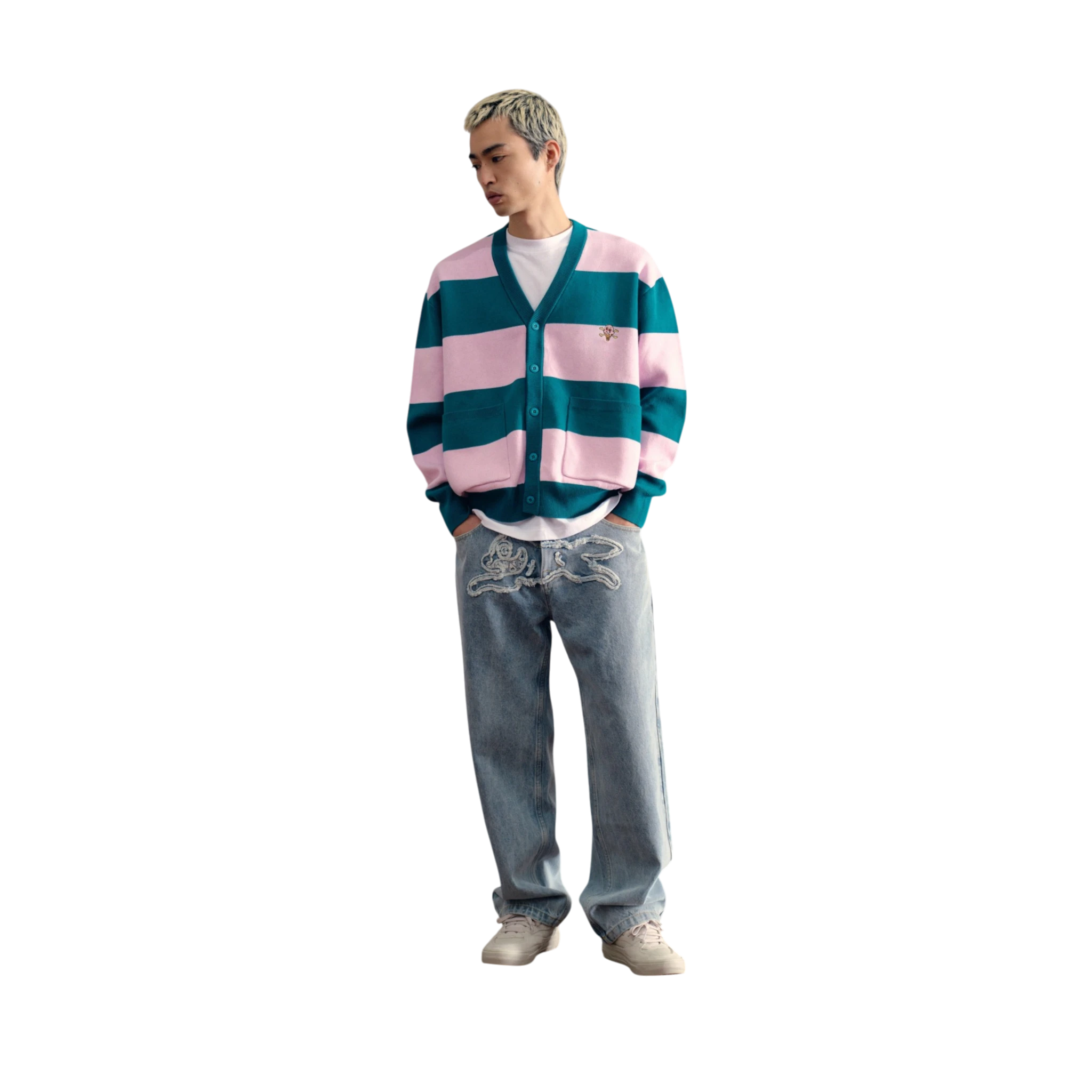 Icecream Cones & Bones Striped Knitted Cardigan