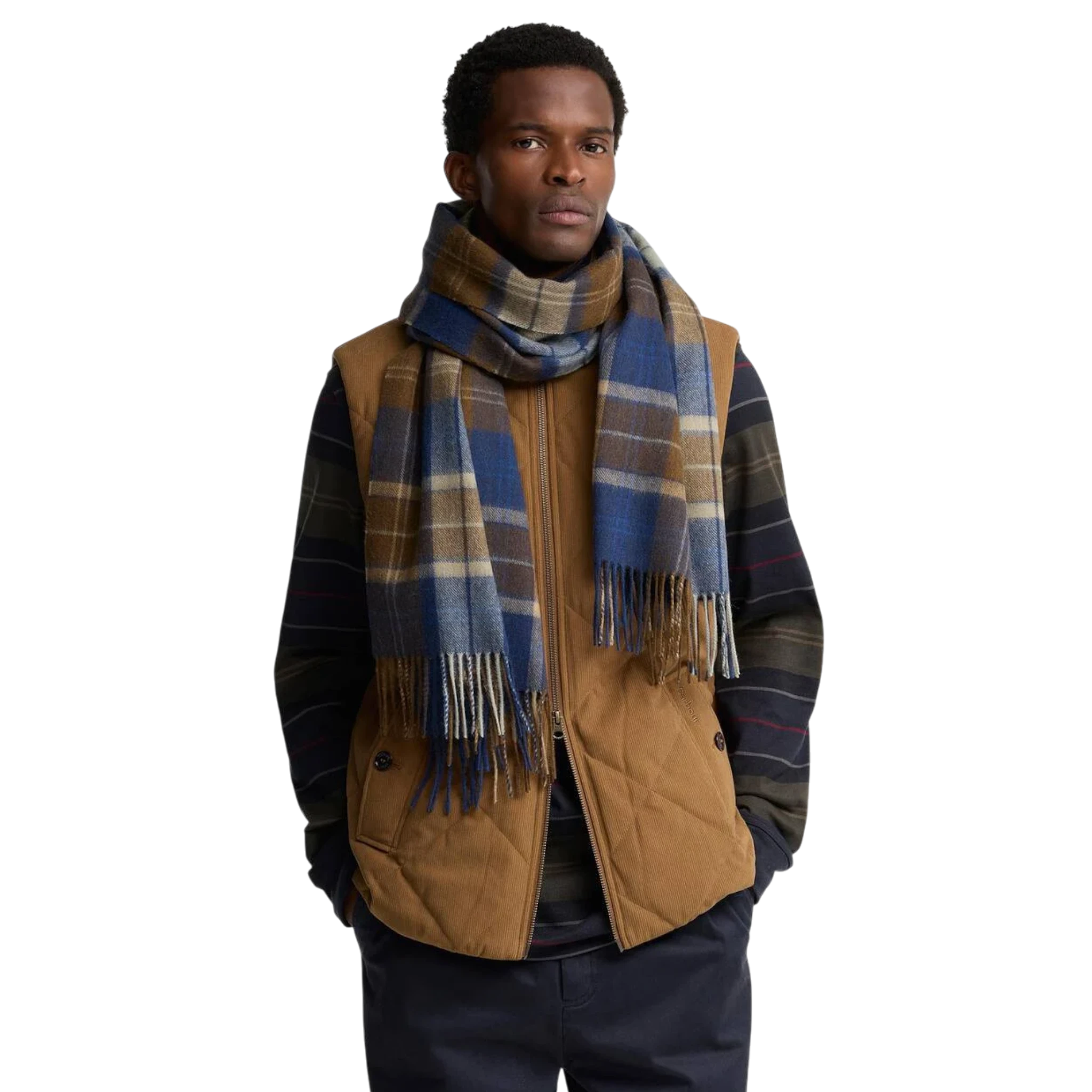 Barbour Brack Wool Tartan Patchwork Scarf