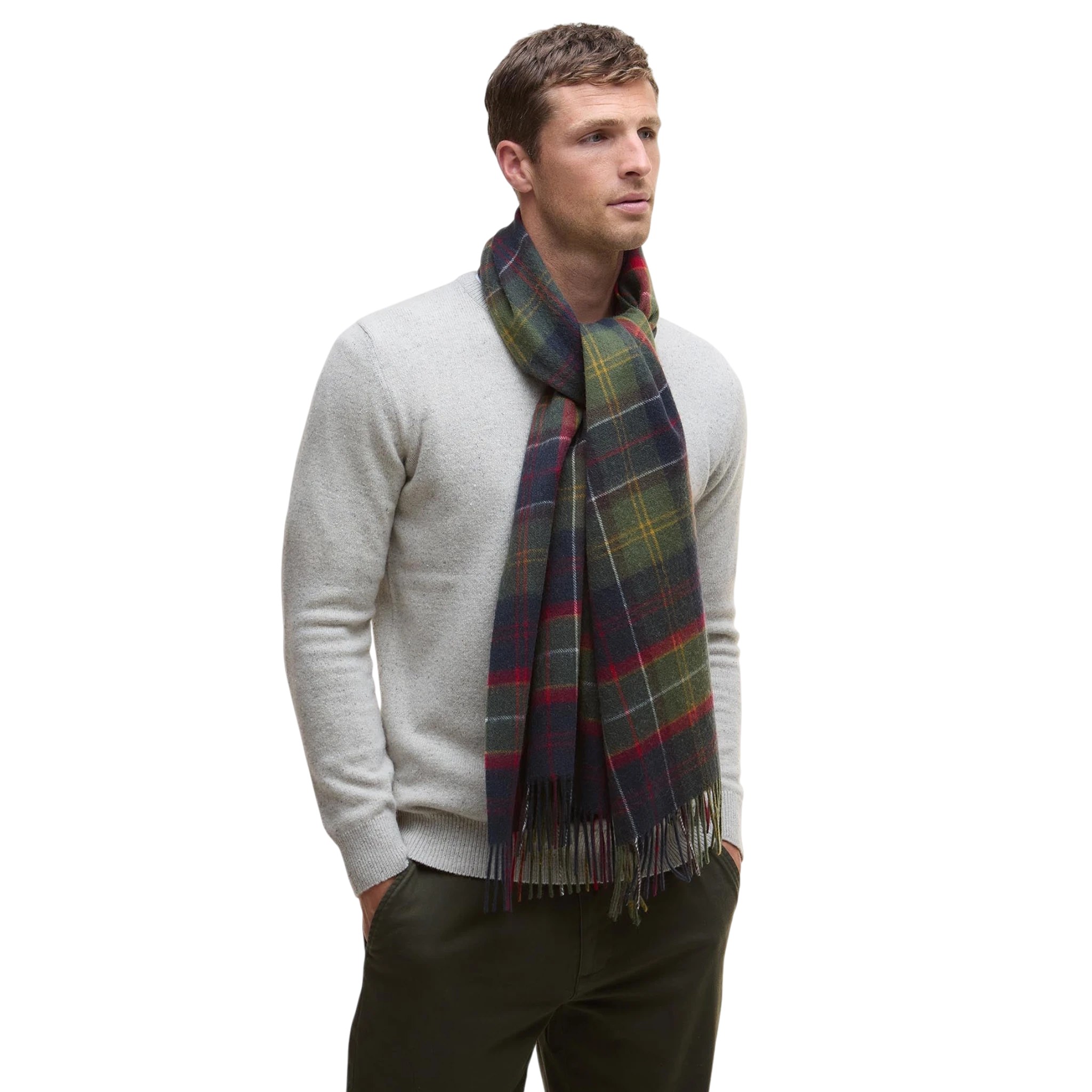 Barbour Brack Wool Tartan Patchwork Scarf
