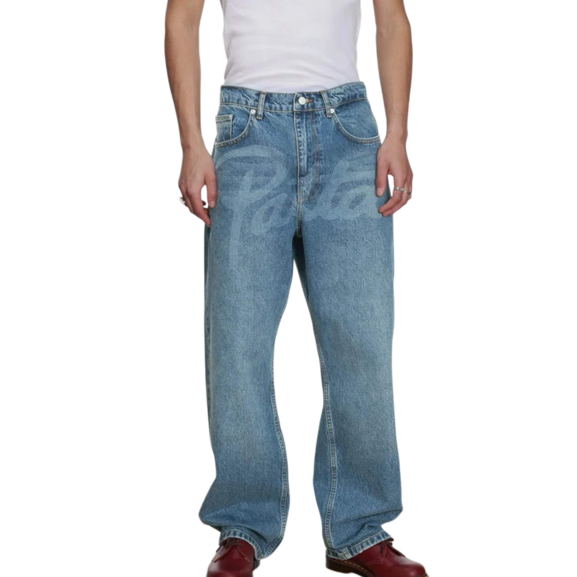 Patta Laserprint Whiskers Denim Pants (Light Blue Denim)