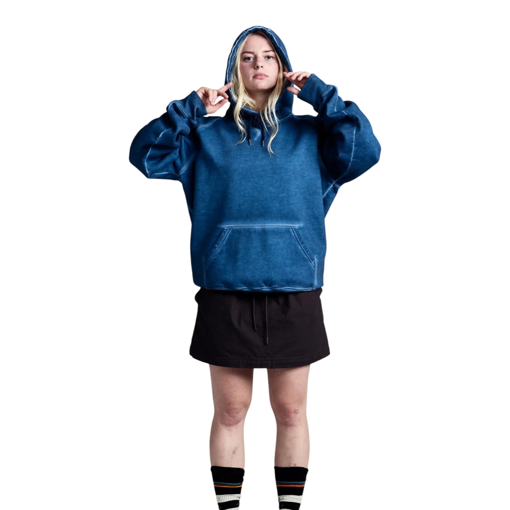 POP Trading co. Stencil Logo Hooded Sweat Navy