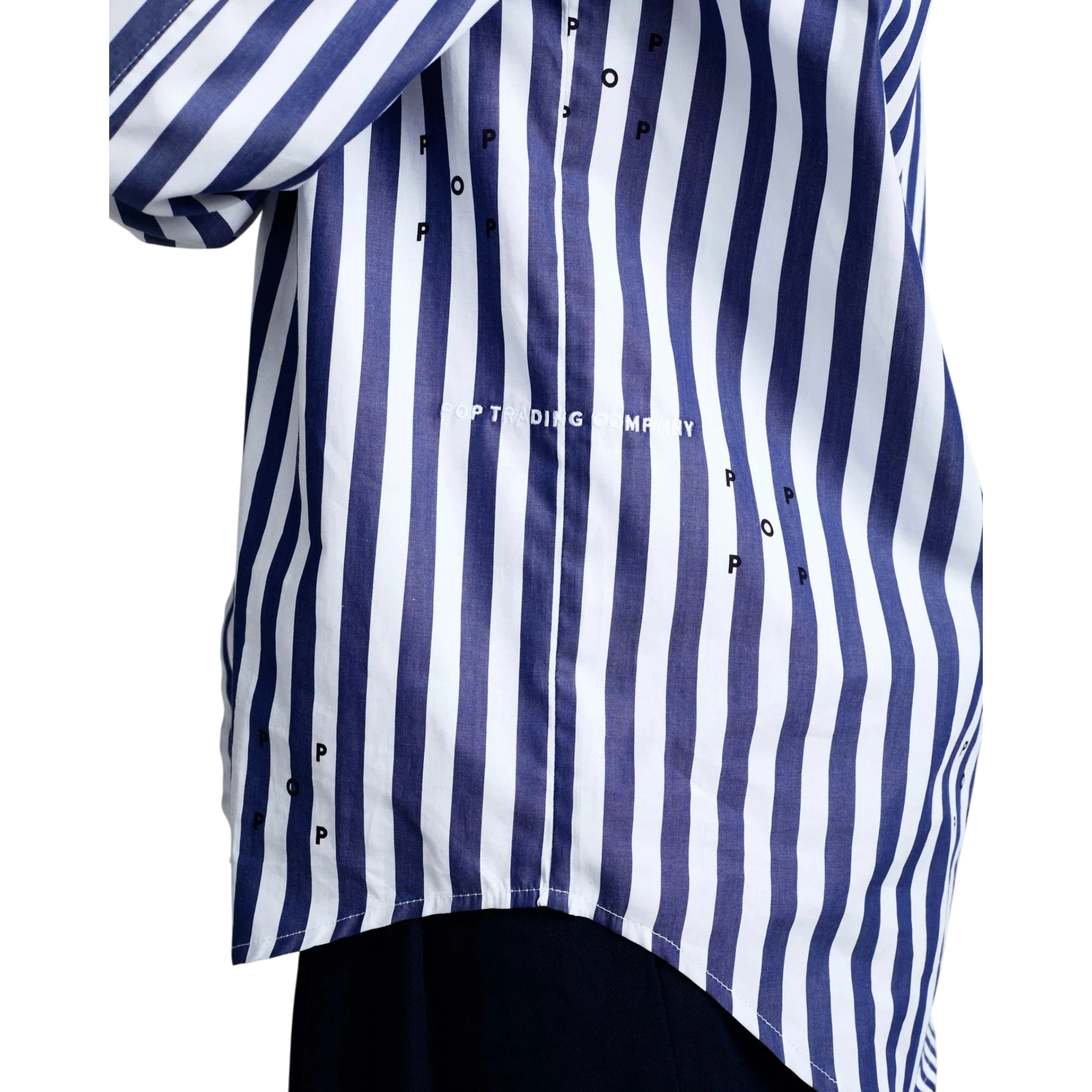 POP Trading co. Logos Stripe Shirt Navy/White