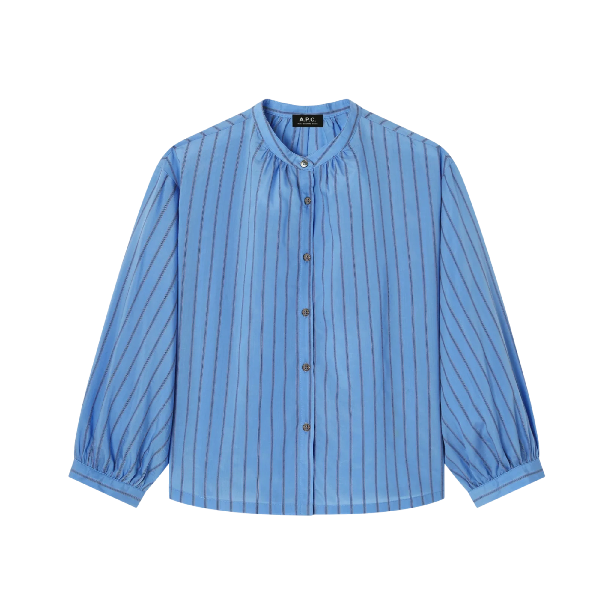 A.P.C. Light Blue Stand Up Collar Blouse
