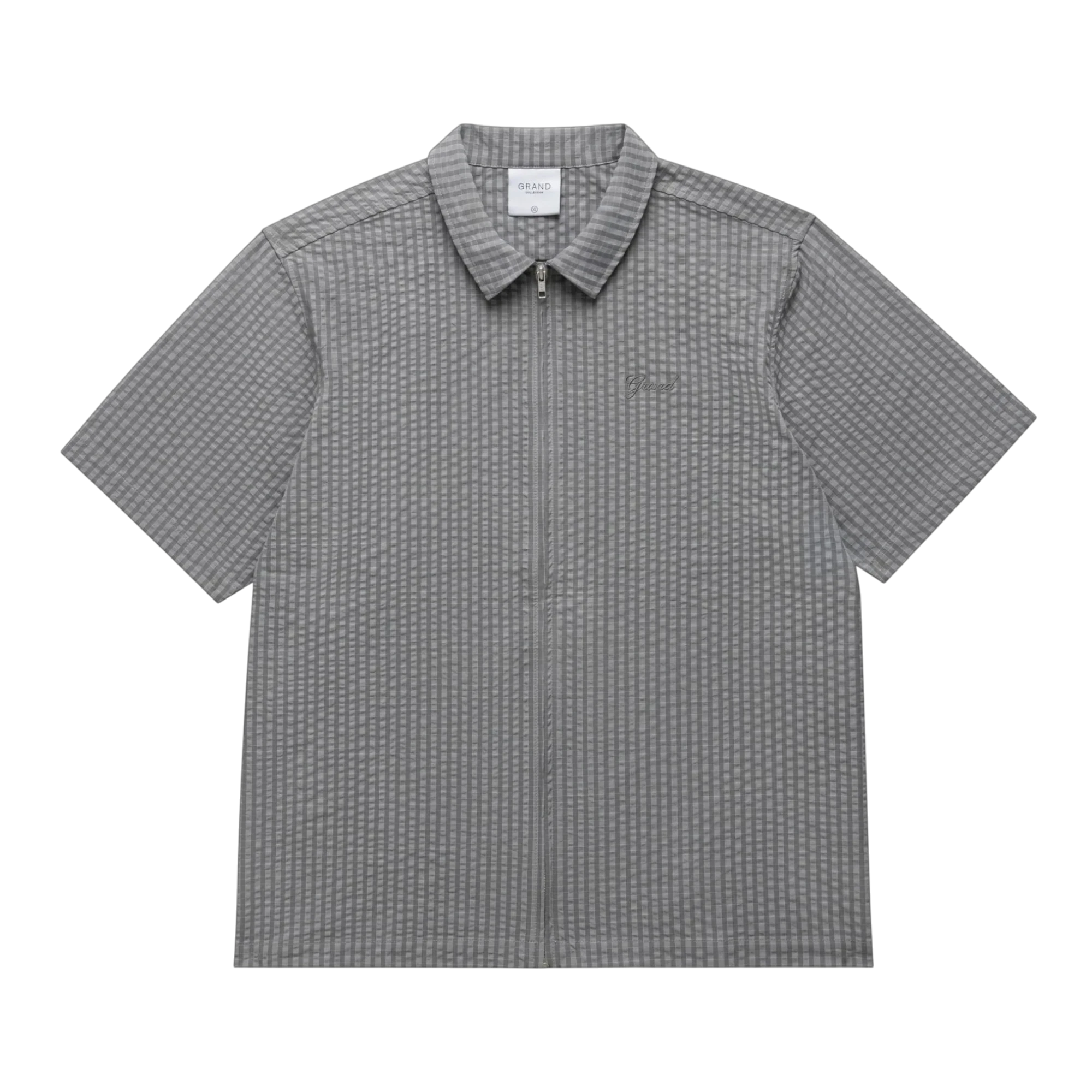Grand Seersucker Short Sleeve Zip Up Shirt