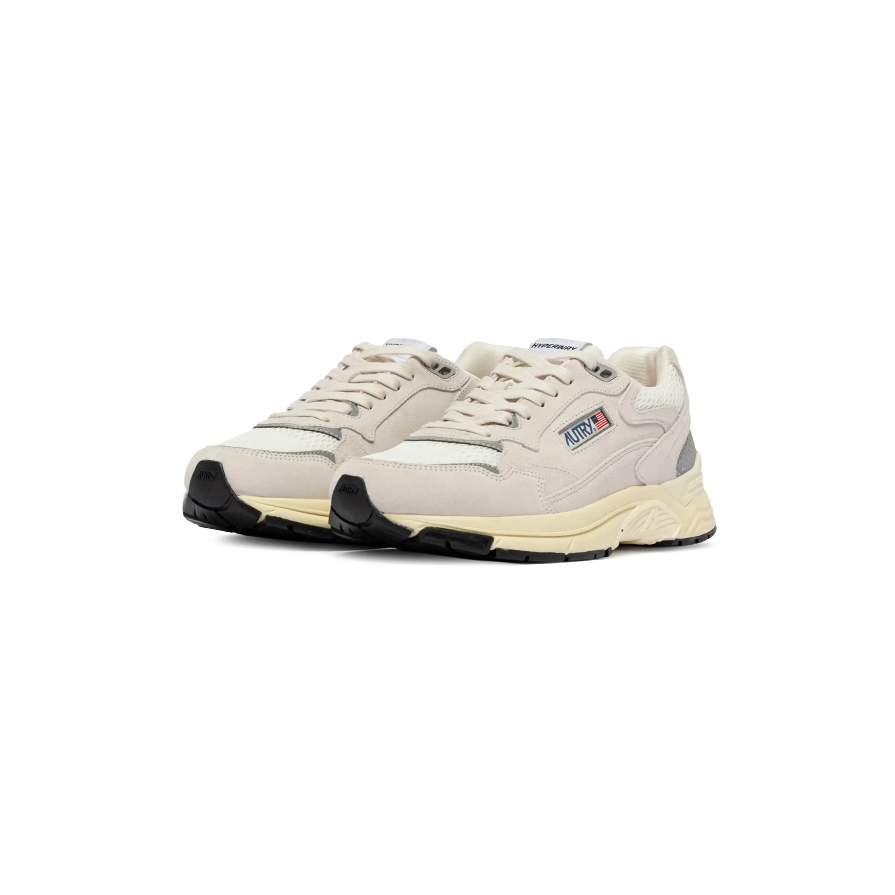 Autry Sneakers Hyperway In White And Silver Mesh And Suede