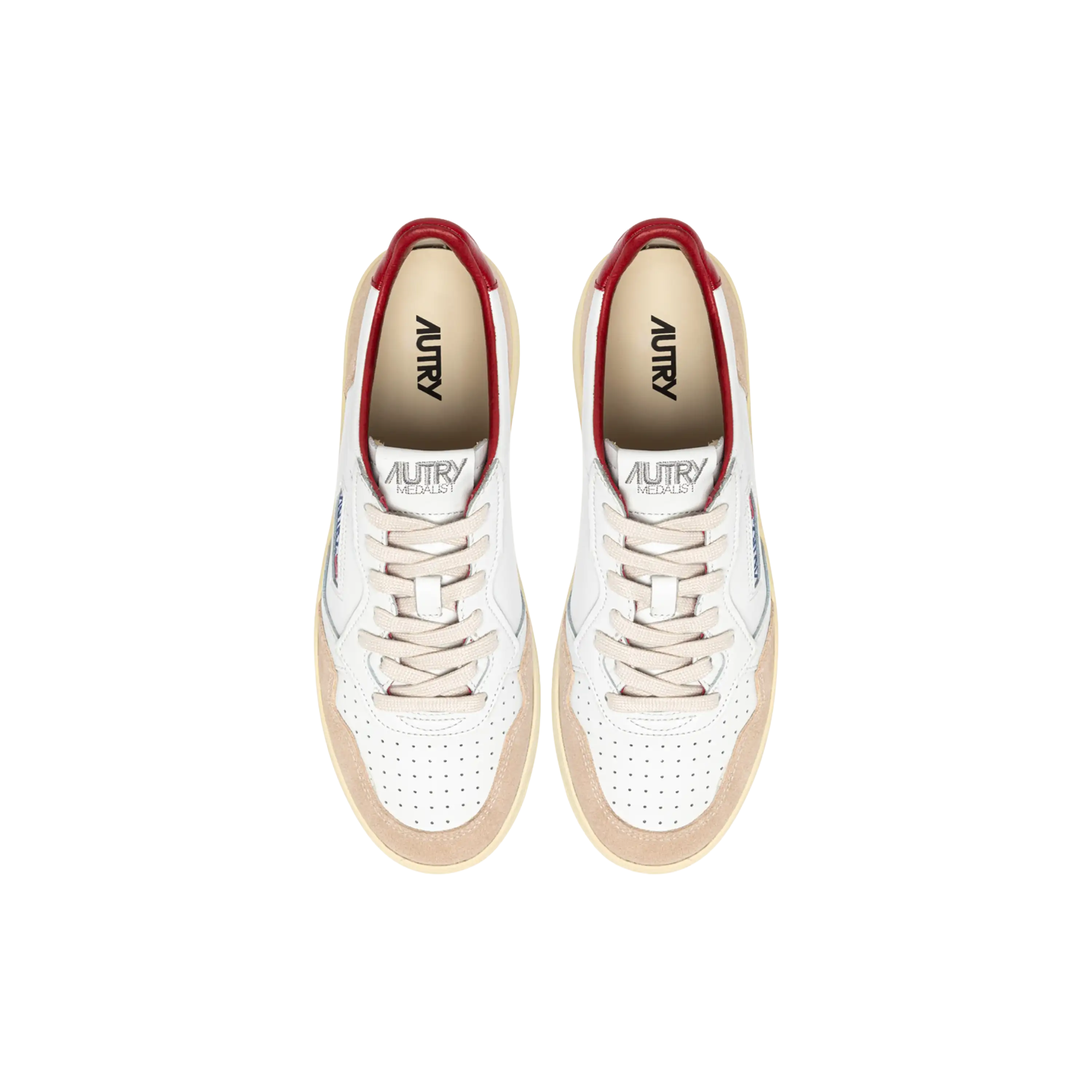 Autry Sneakers Medalist Low In White And Red Suede And Leather With Lettering