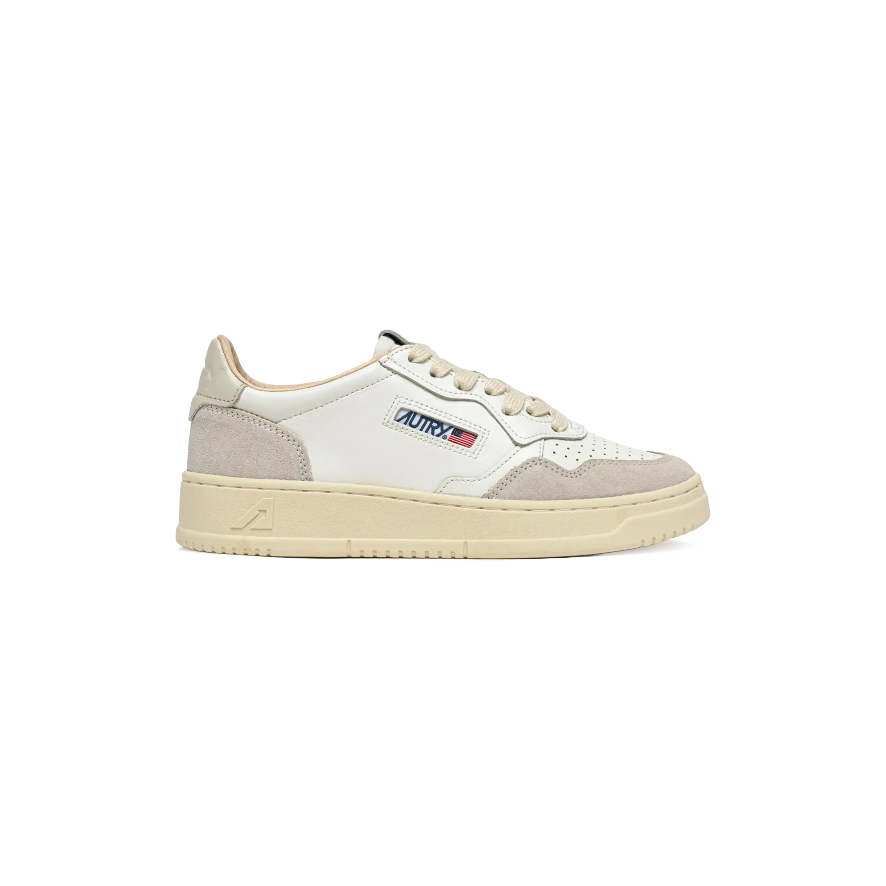 Autry Sneakers Medalist Low In White And Pelican Suede And Leather