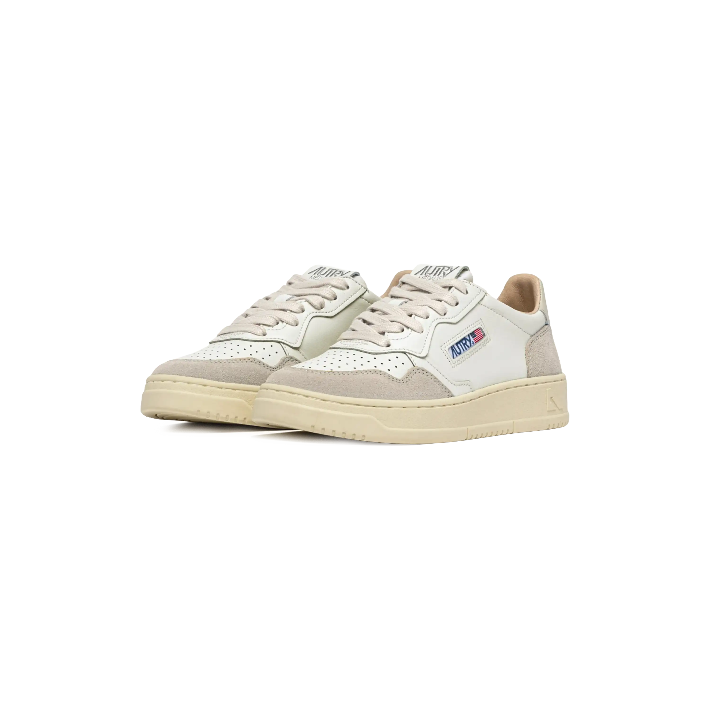 Autry Sneakers Medalist Low Sneakers In White And Pelican Suede And Leather
