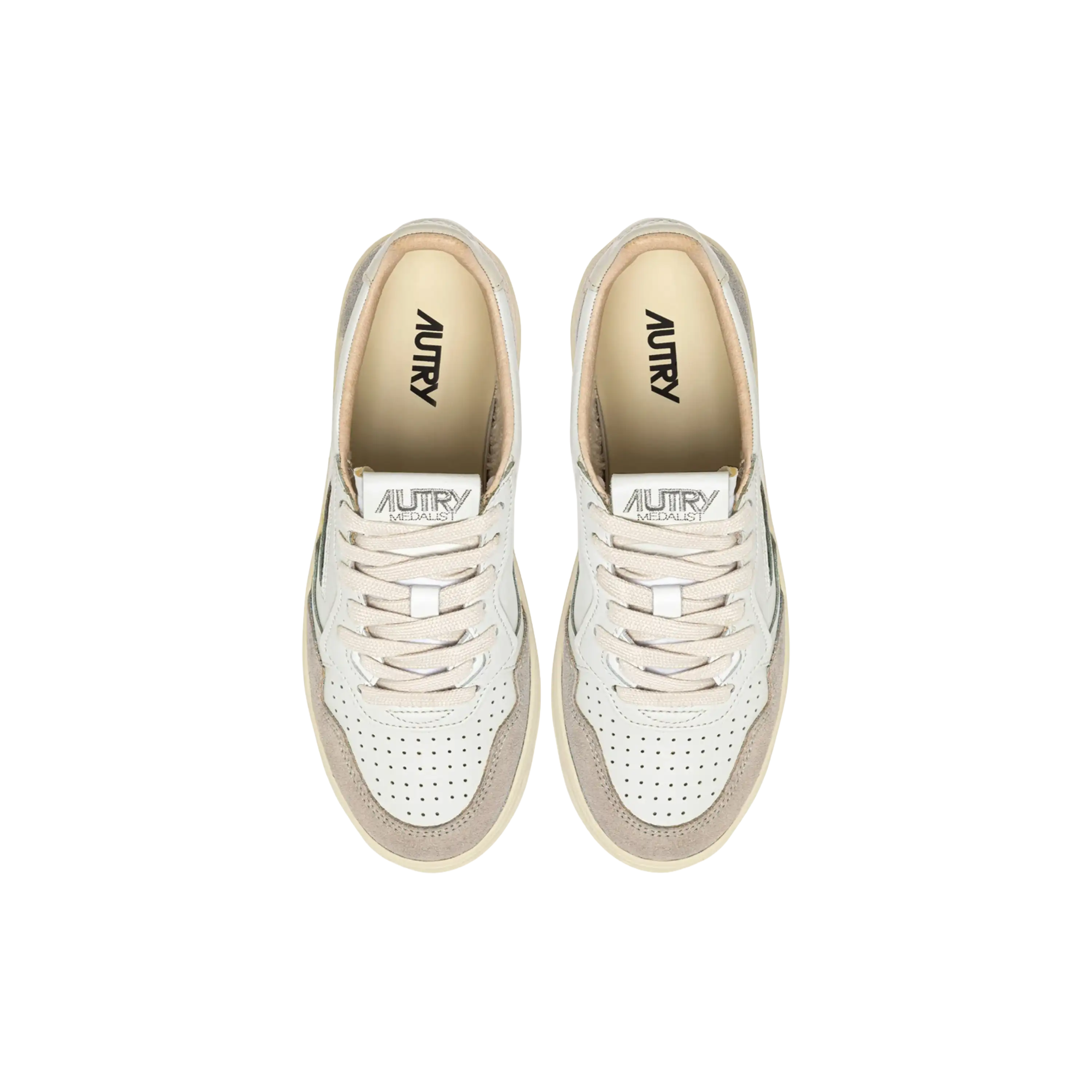 Autry Sneakers Medalist Low Sneakers In White And Pelican Suede And Leather