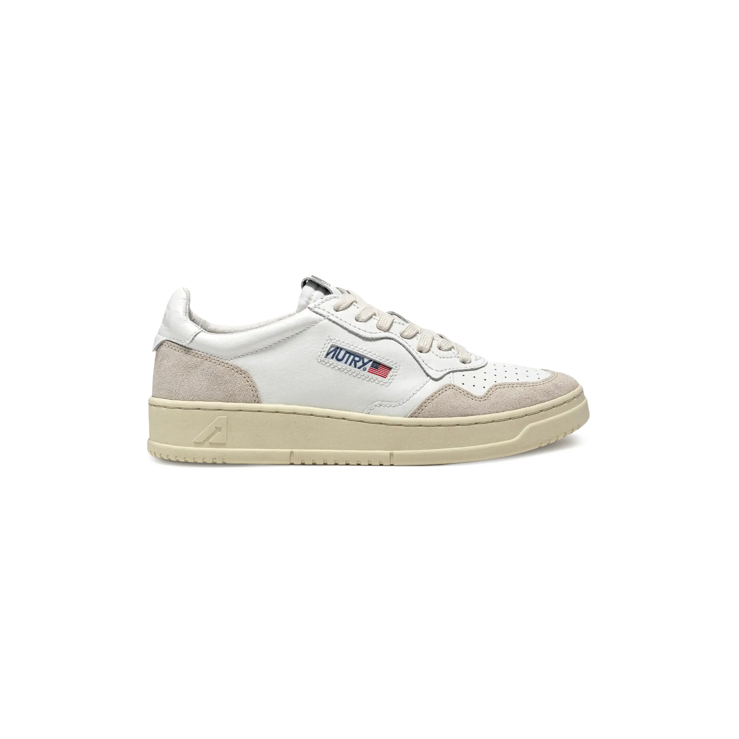 Autry Sneakers Medalist Low In White Leather And Beige Suede