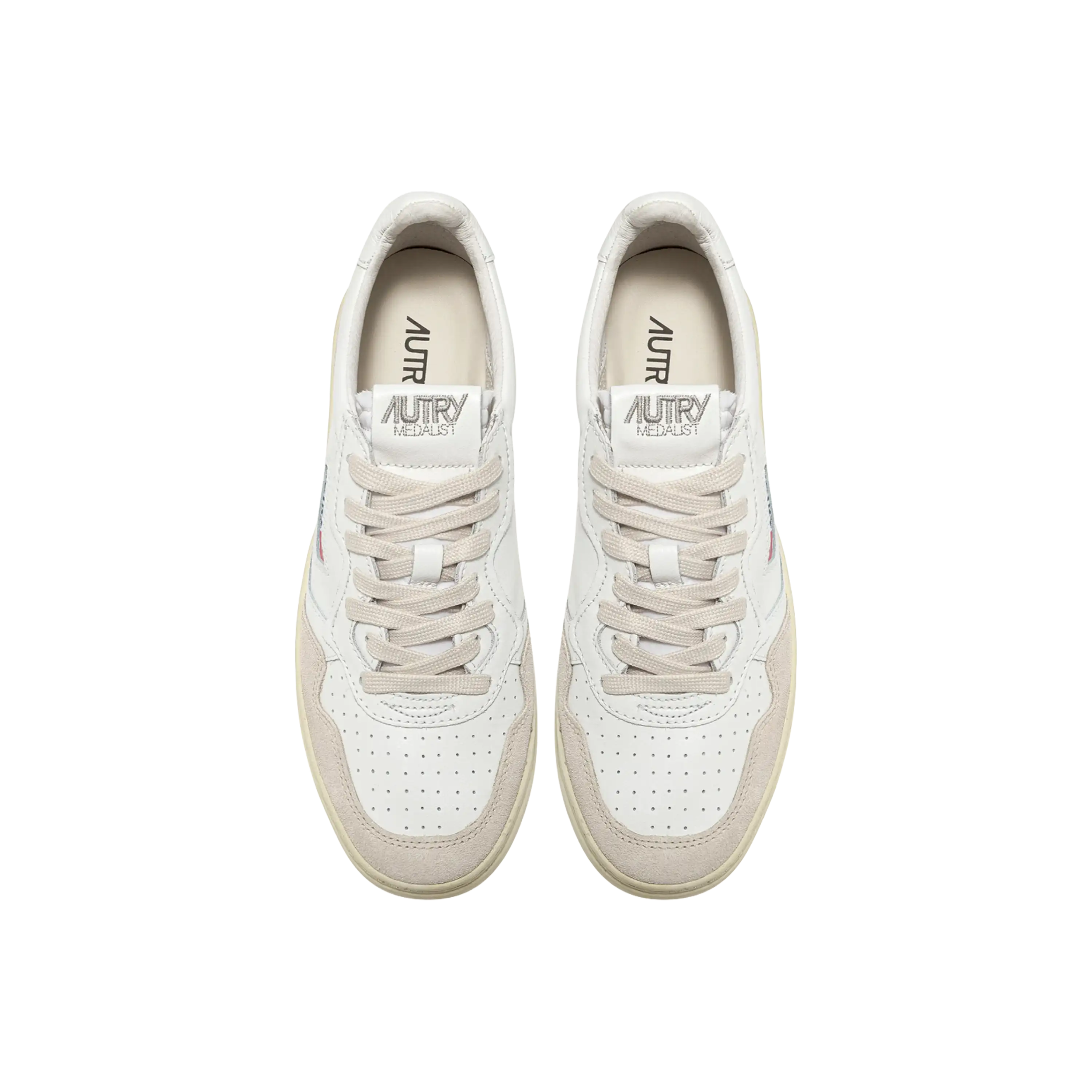 Autry Sneakers Medalist Low In White Leather And Beige Suede