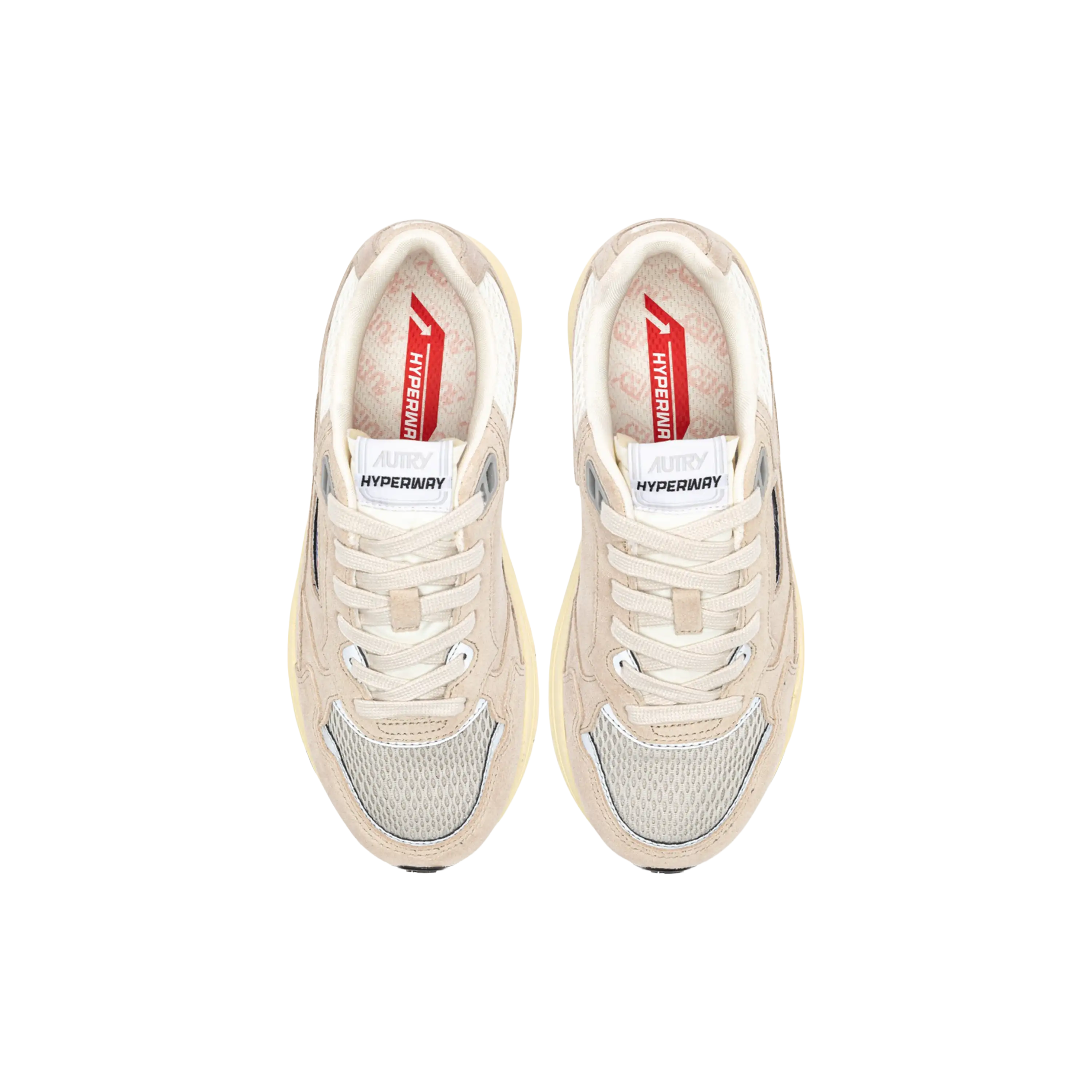 Autry Sneakers Hyperway In Sand Bown And Silver-Tone Suede And Mesh