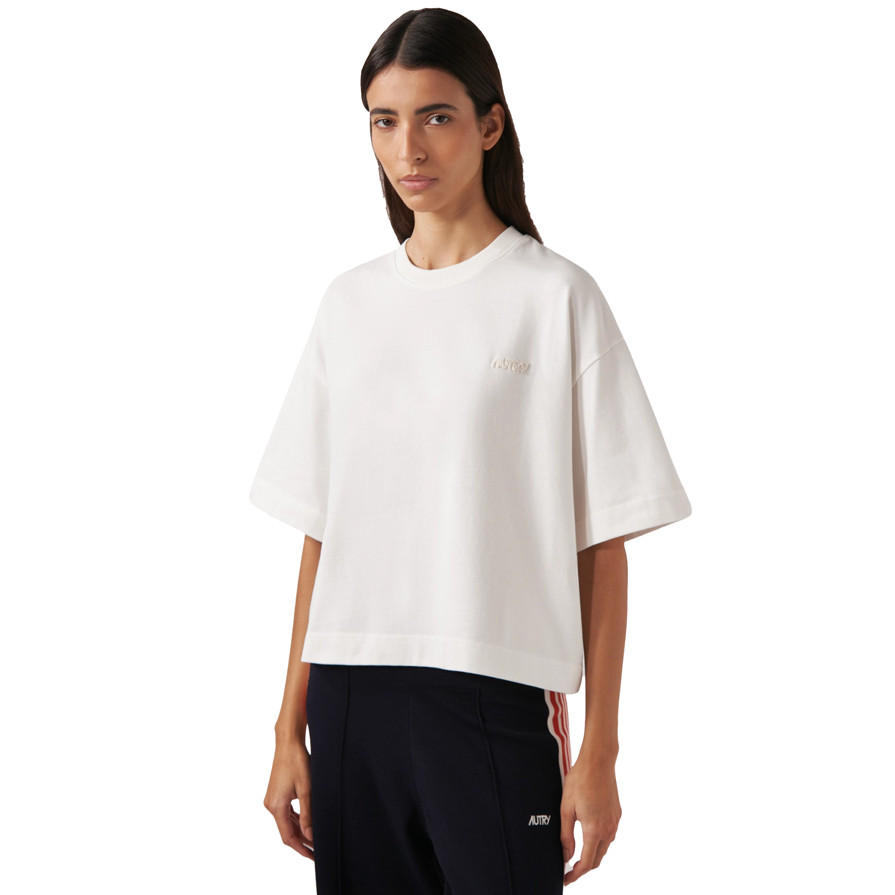 Autry W T-Shirt In Cotone Boxy Con Logo